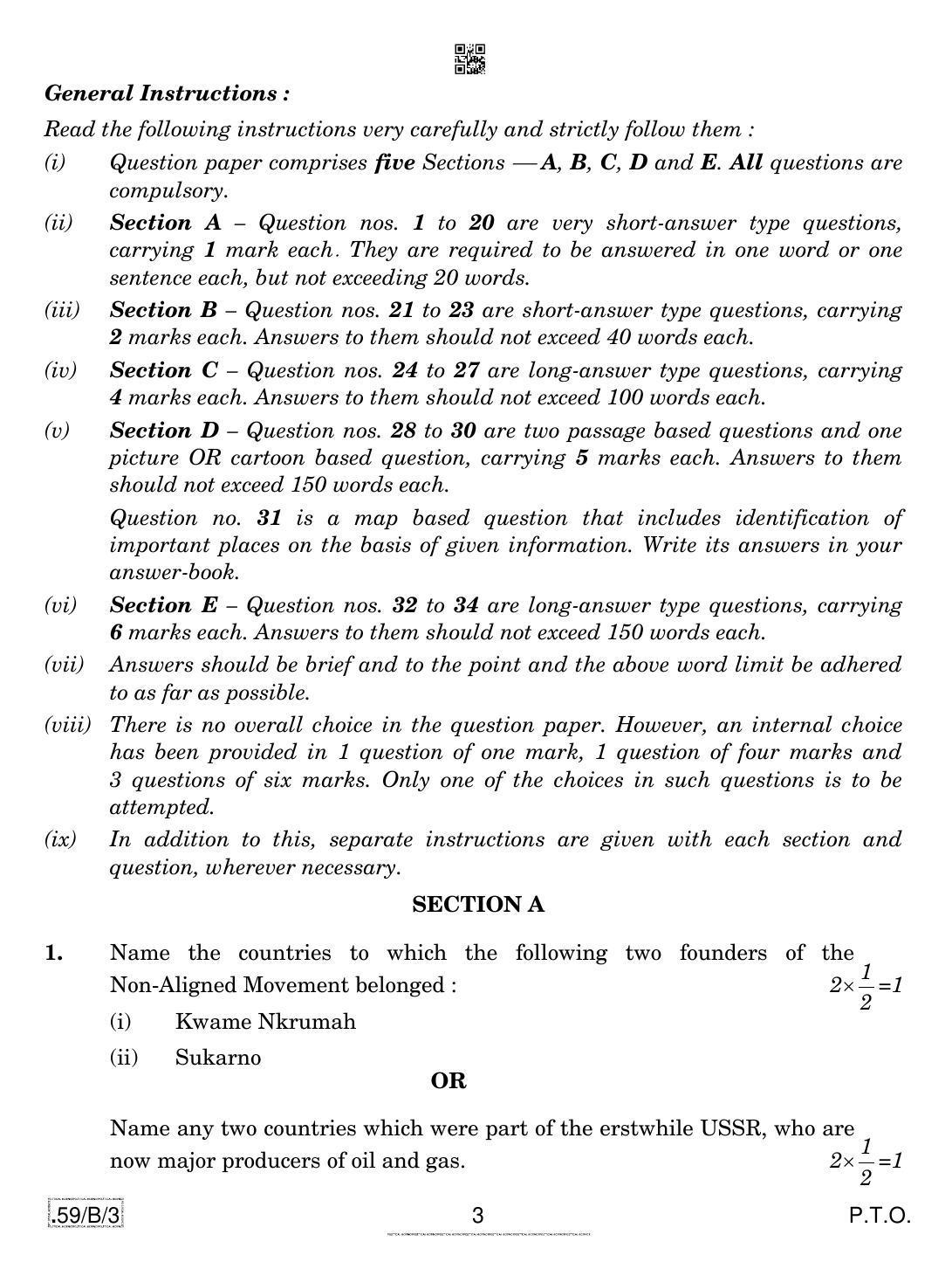 CBSE Class 12 59-C-3 - Political Science 2020 Compartment Question Paper - Page 3