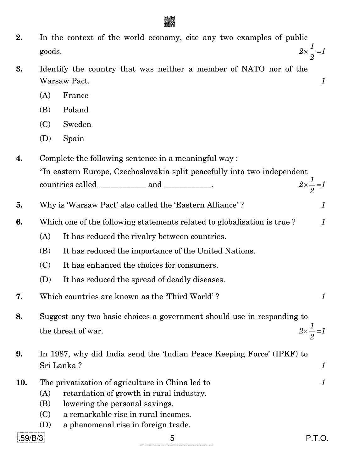 CBSE Class 12 59-C-3 - Political Science 2020 Compartment Question Paper - Page 5