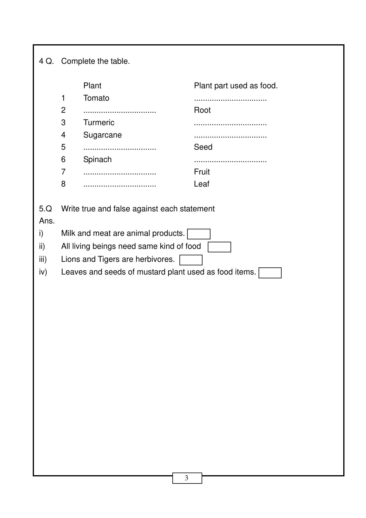 CBSE Worksheets for Class 6 Food-Where does it come Assignment - Page 2