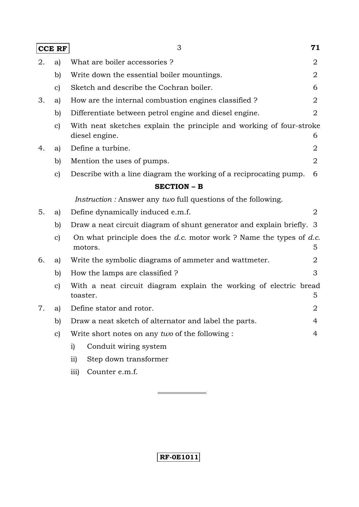 Karnataka SSLC ELEMENTS OF MECHANICAL AND ELECTRICAL ENGINEERING -  (71-CCE RF_j1) April 2017 Question Paper - Page 3