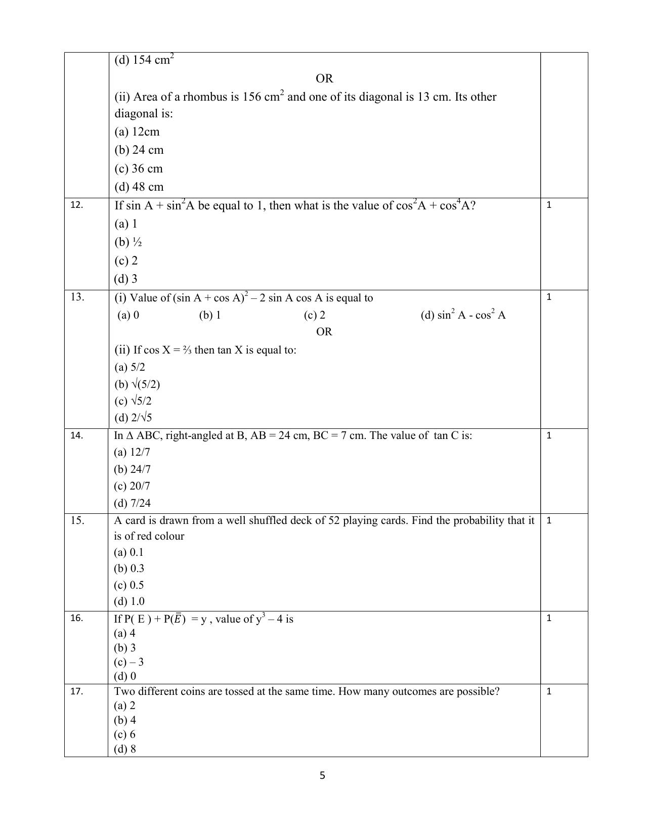 NIOS Class 10 Mathematics (211) Sample Paper - Page 5
