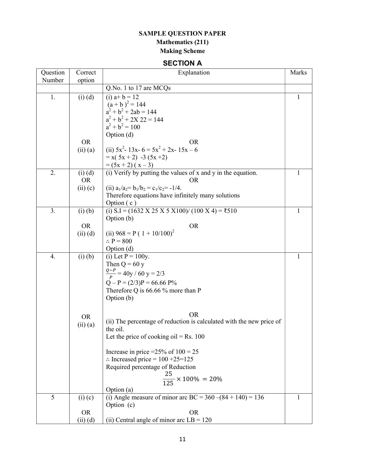 NIOS Class 10 Mathematics (211) Sample Paper - Page 11