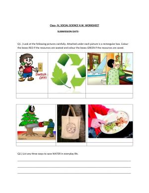 Worksheet for Class 4 Social Science Recycle Assignment