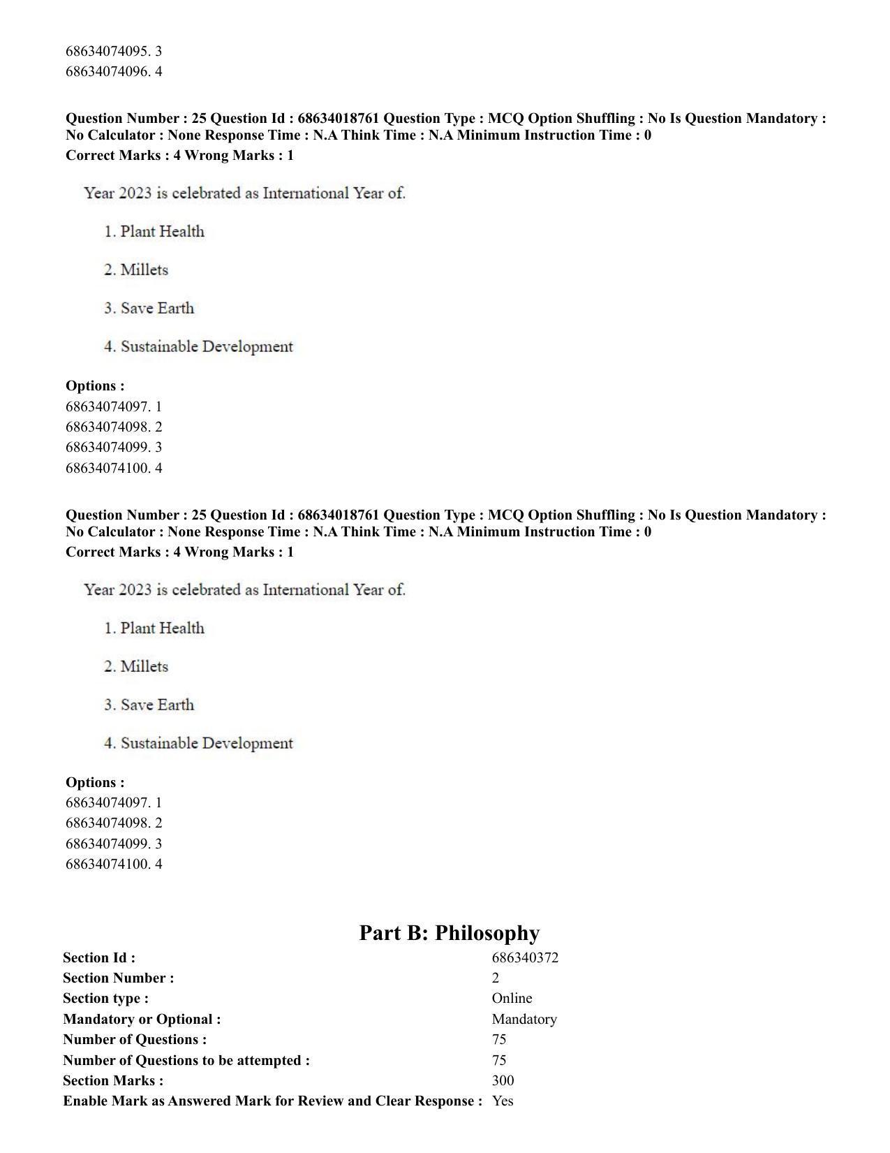 CUET PG 2023: COQP22 – HUQP16 – Philosophy(Eng) - Shift 3 (13-06-2023) Question Paper - Page 27