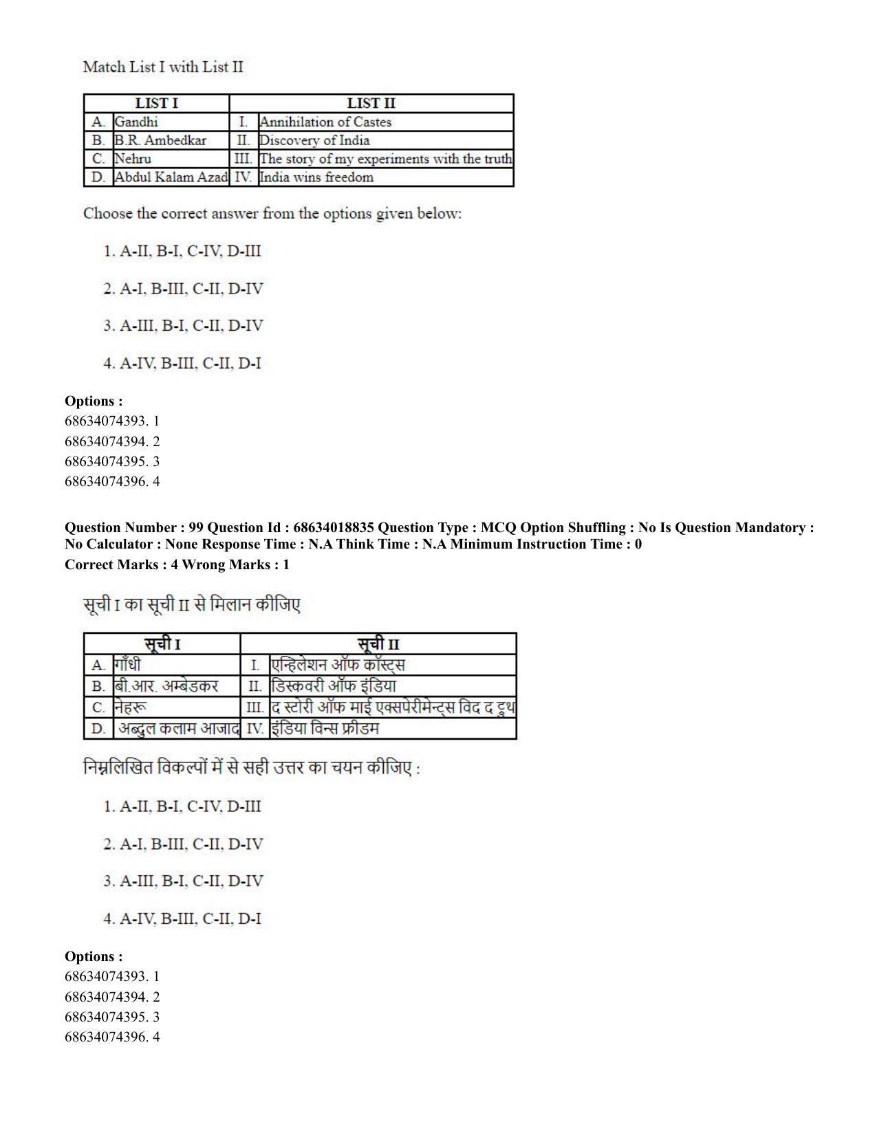 CUET PG 2023: COQP22 – HUQP16 – Philosophy(Eng) - Shift 3 (13-06-2023) Question Paper - Page 103