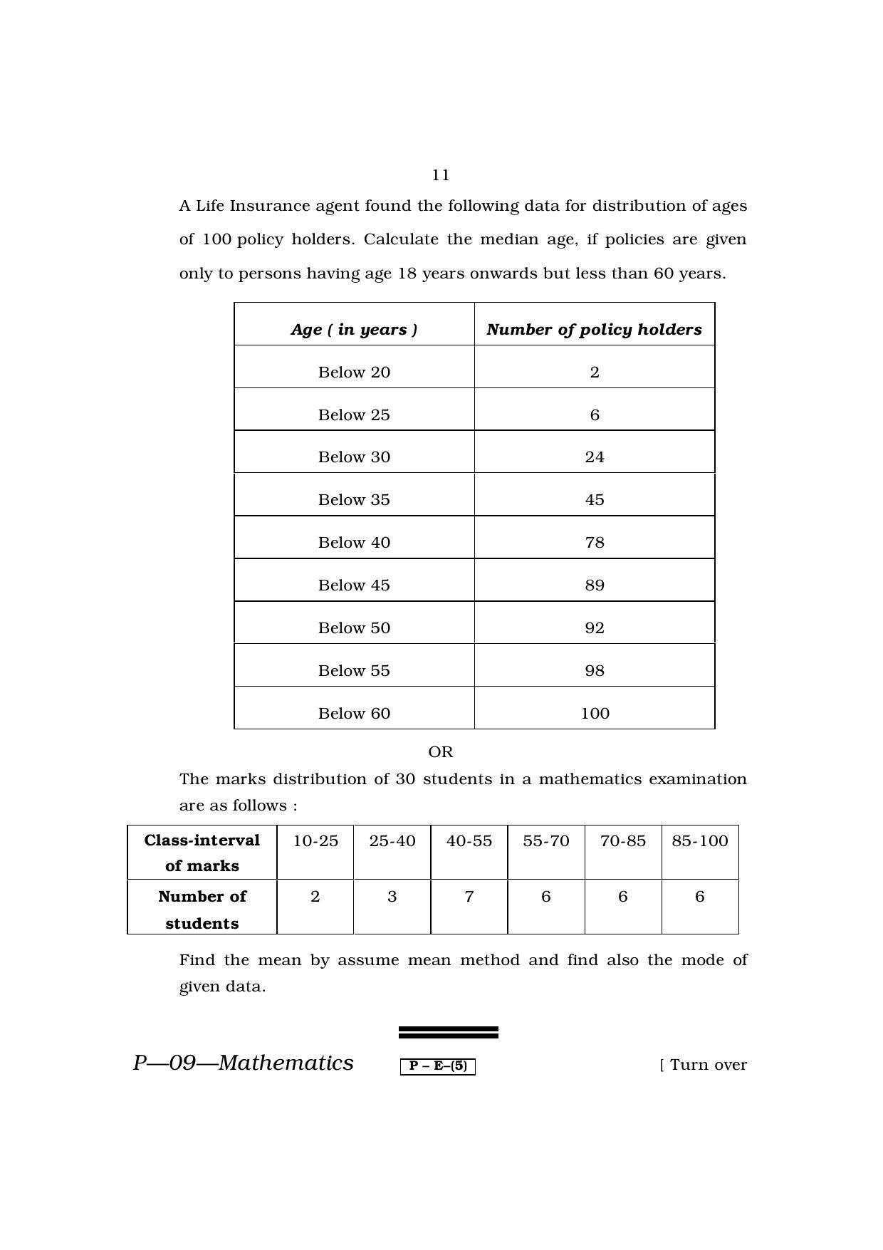 RBSE 2013 Maths Praveshika Question Paper - Page 11