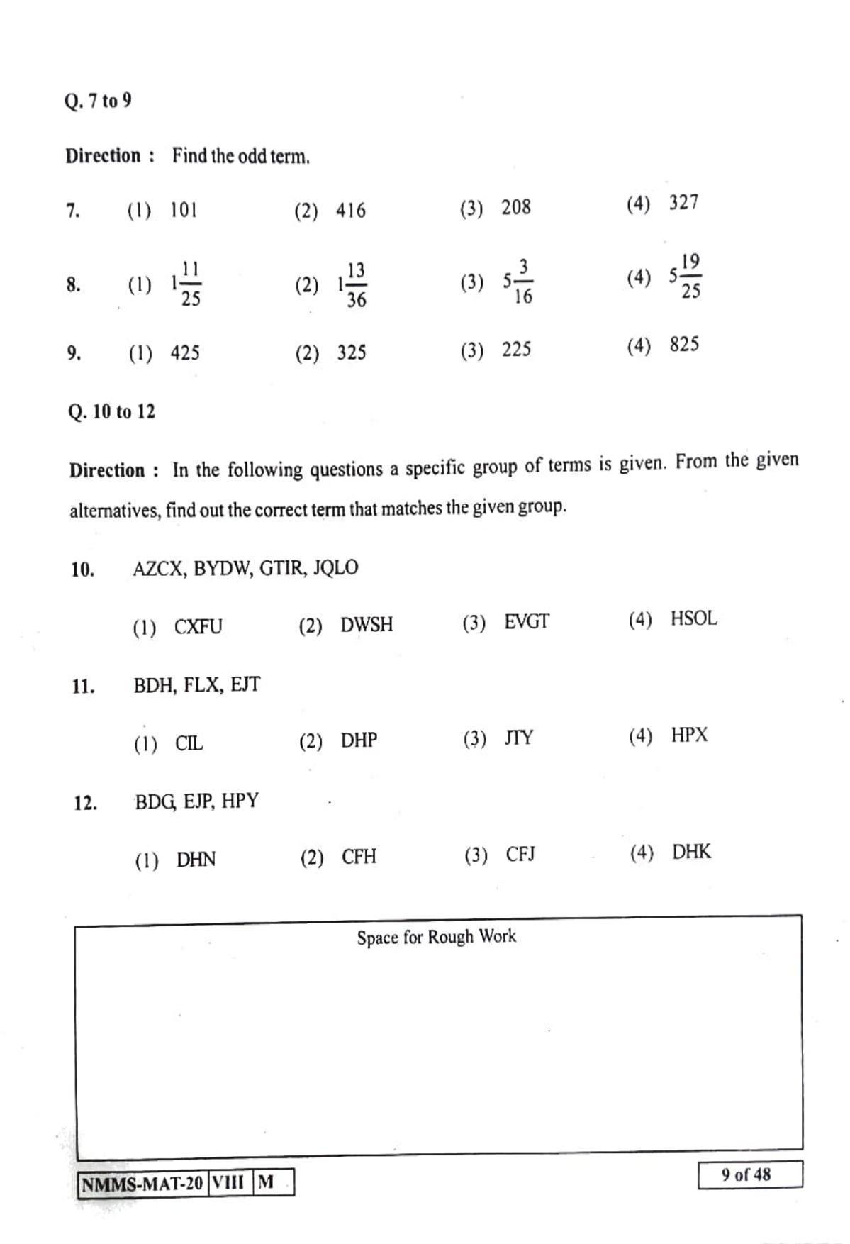 MAT URDU 2020-21 Class 8 Maharashtra NMMS Question Papers - Page 9