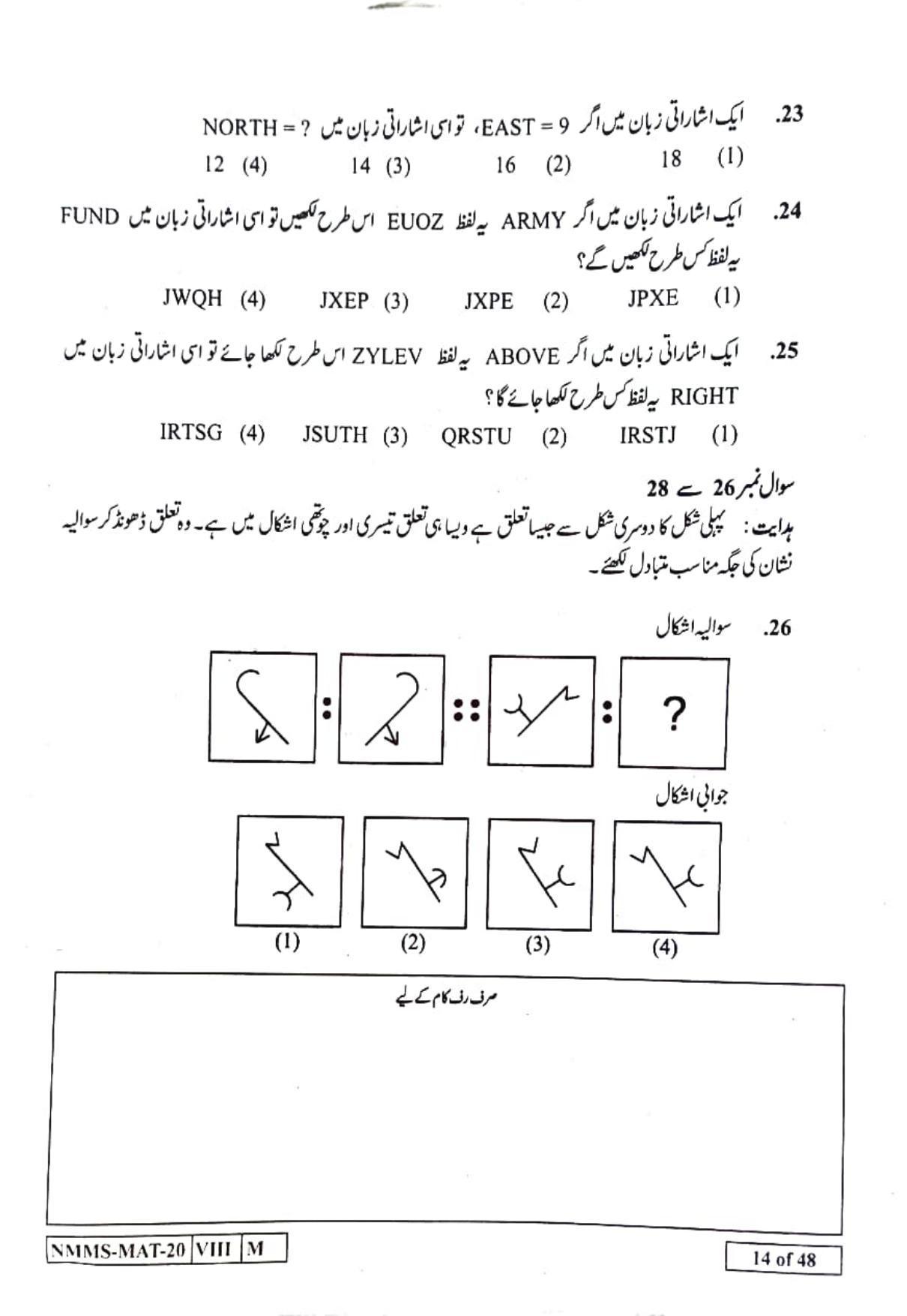 MAT URDU 2020-21 Class 8 Maharashtra NMMS Question Papers - Page 14