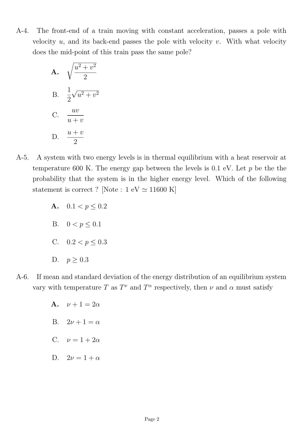 JEST 2022 Physics Question Paper with Answer key - Page 2