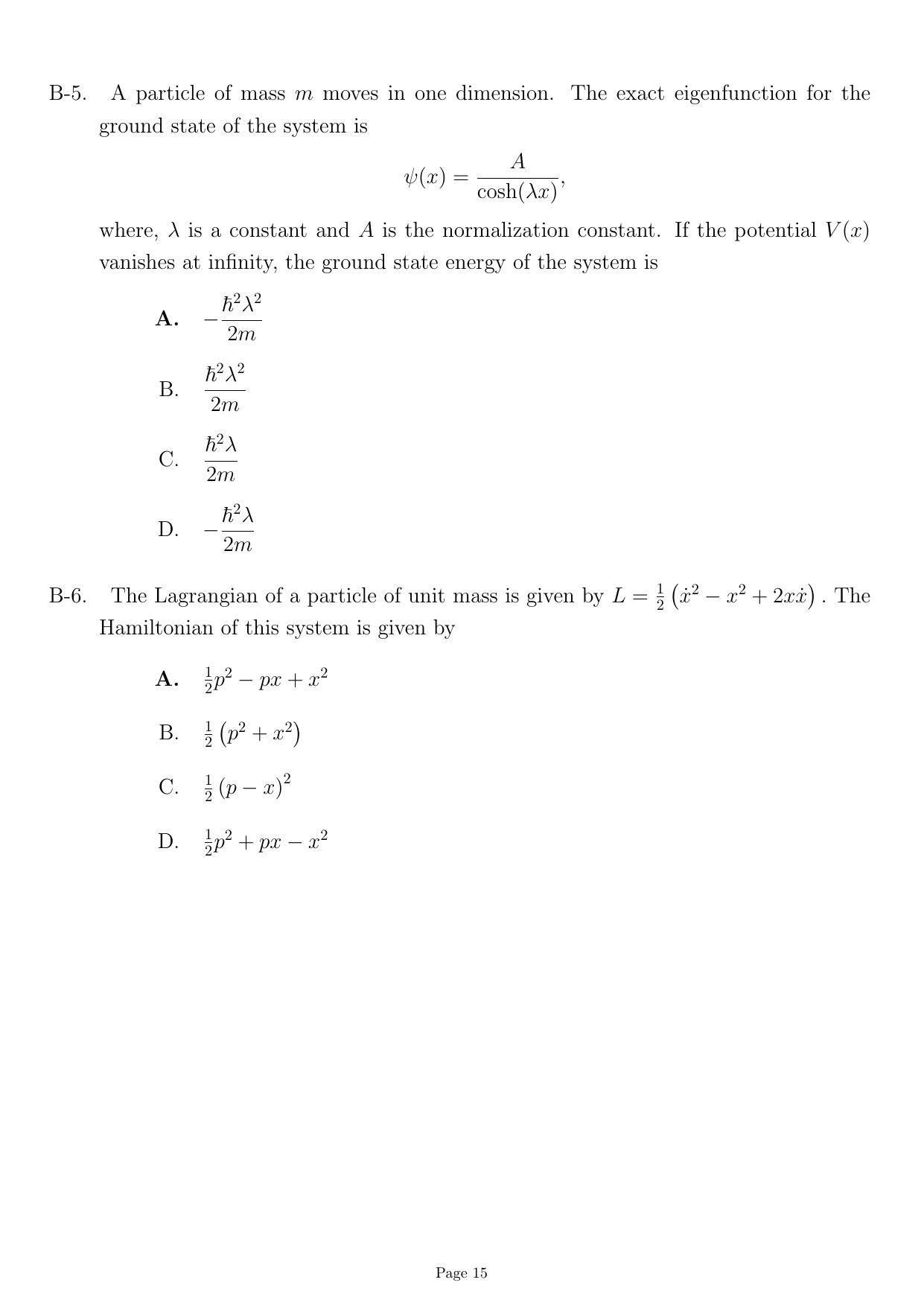 JEST 2022 Physics Question Paper with Answer key - Page 15