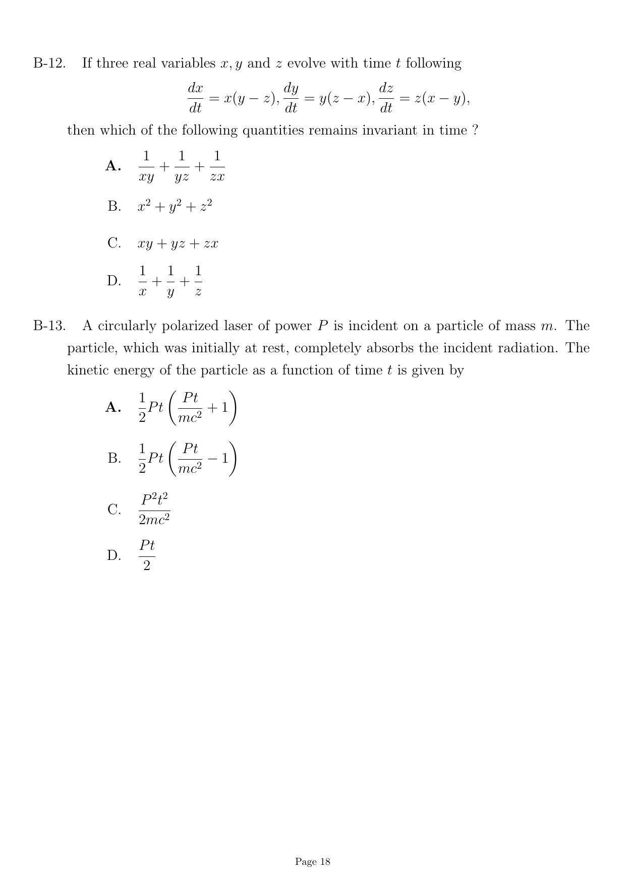 JEST 2022 Physics Question Paper with Answer key - Page 18