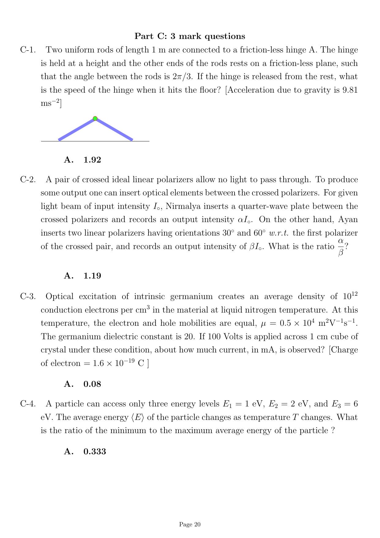 JEST 2022 Physics Question Paper with Answer key - Page 20