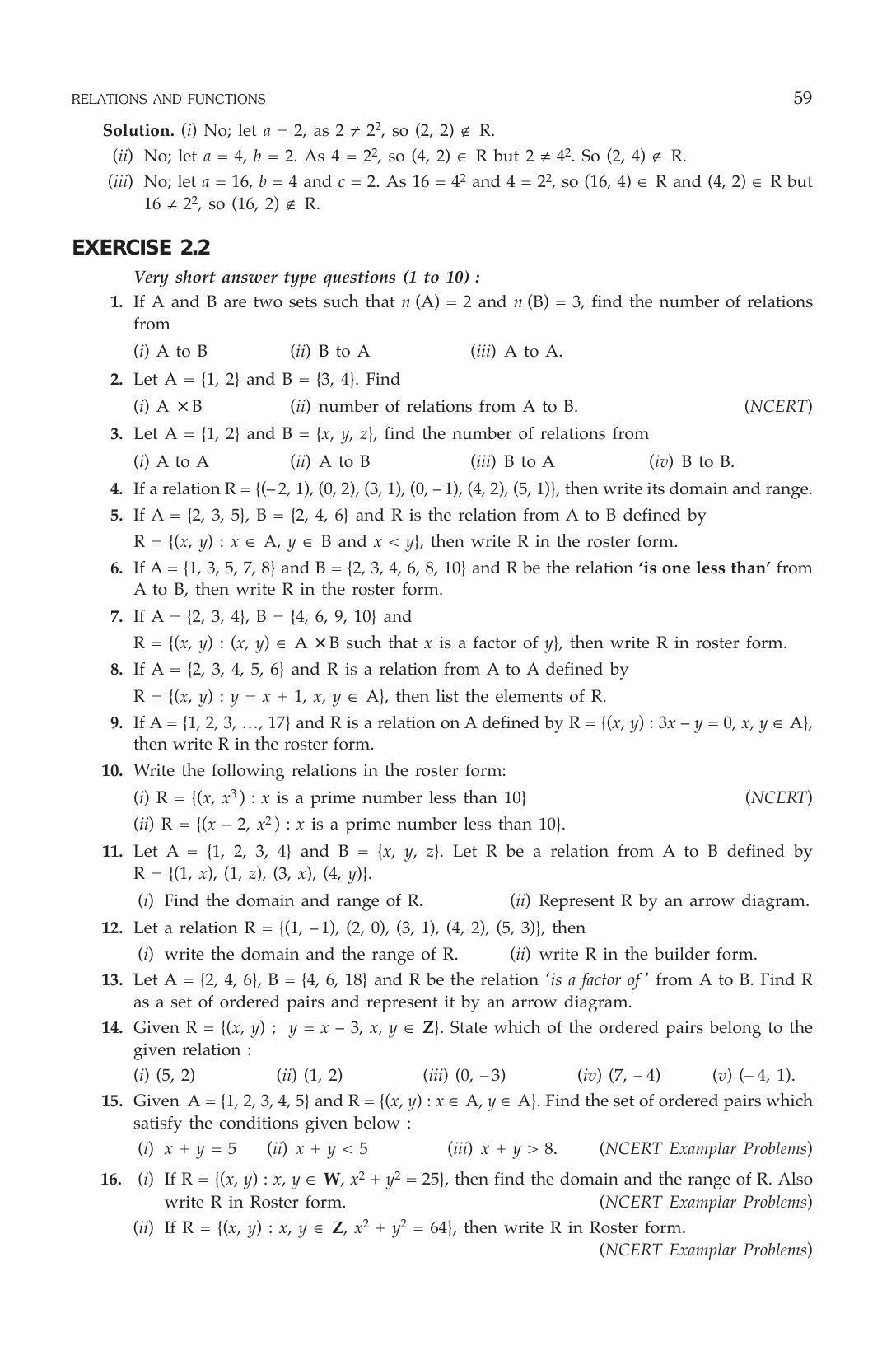 ML Aggarwal Class 11 Solutions: Relations and Functions - Page 11