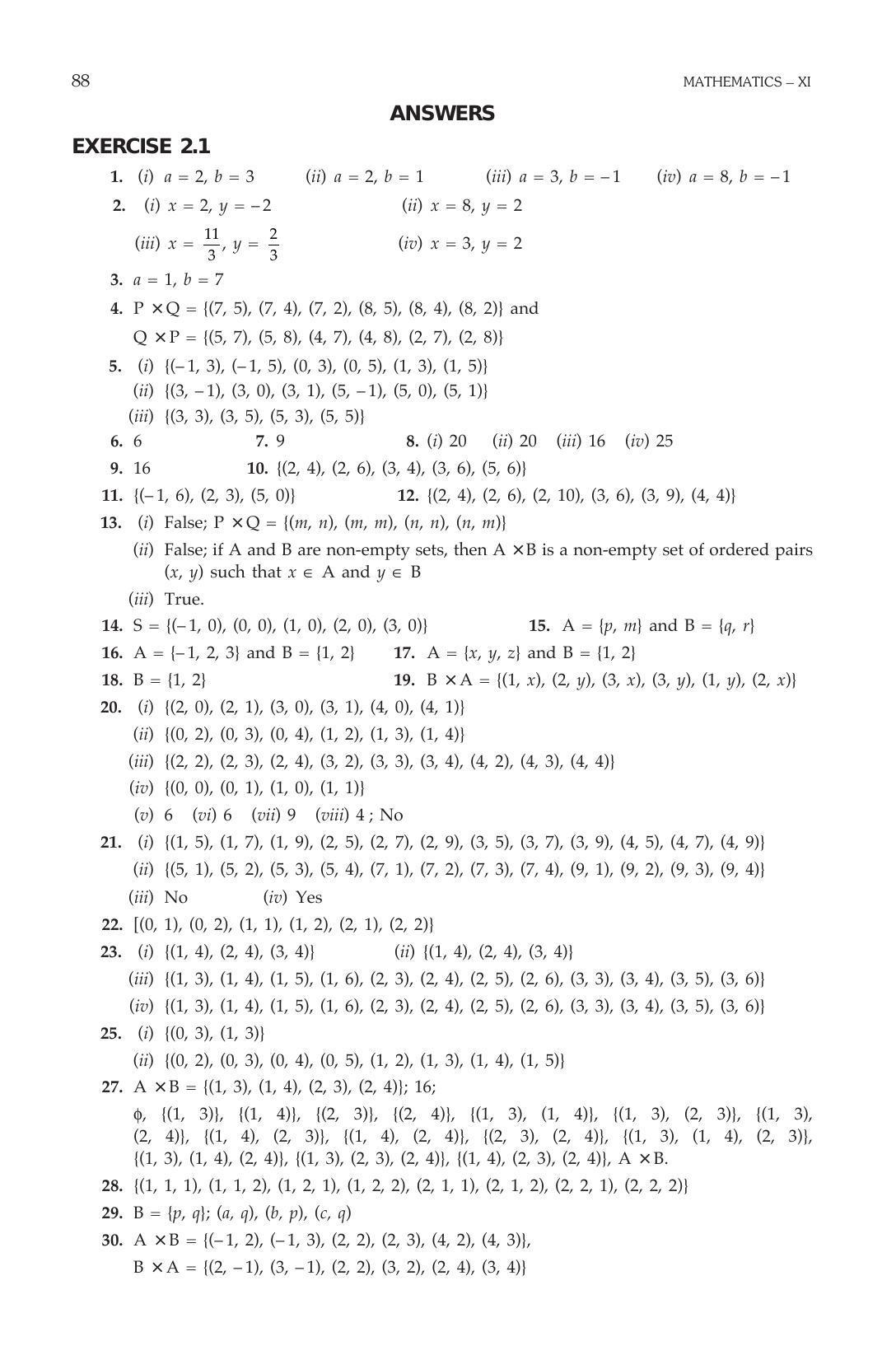 ML Aggarwal Class 11 Solutions: Relations and Functions - Page 16
