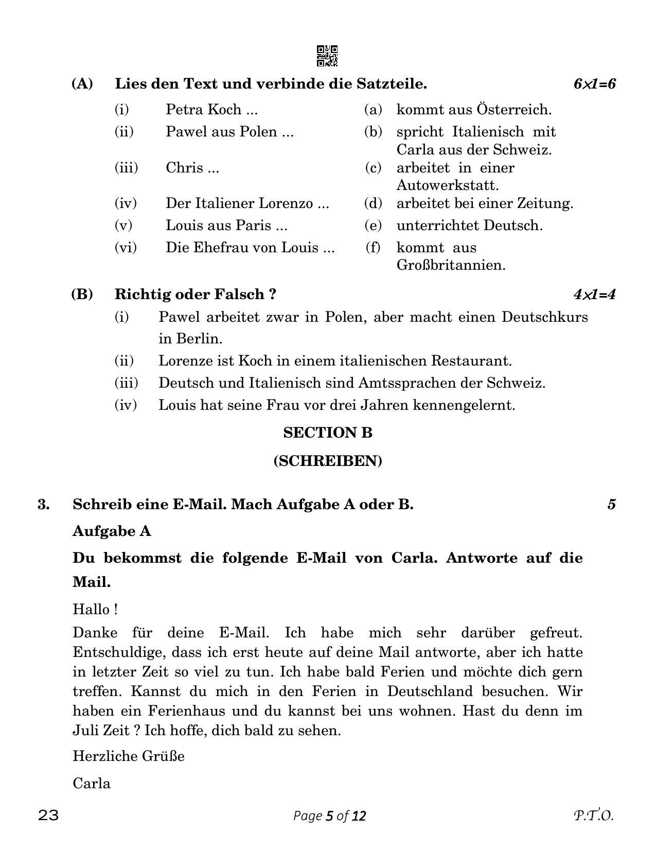CBSE Class 10 23_German 2023 Question Paper - Page 5