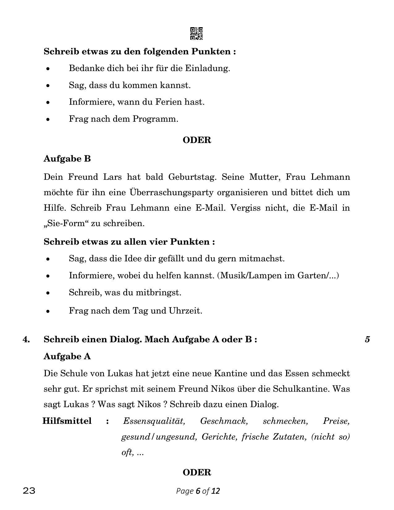 CBSE Class 10 23_German 2023 Question Paper - Page 6