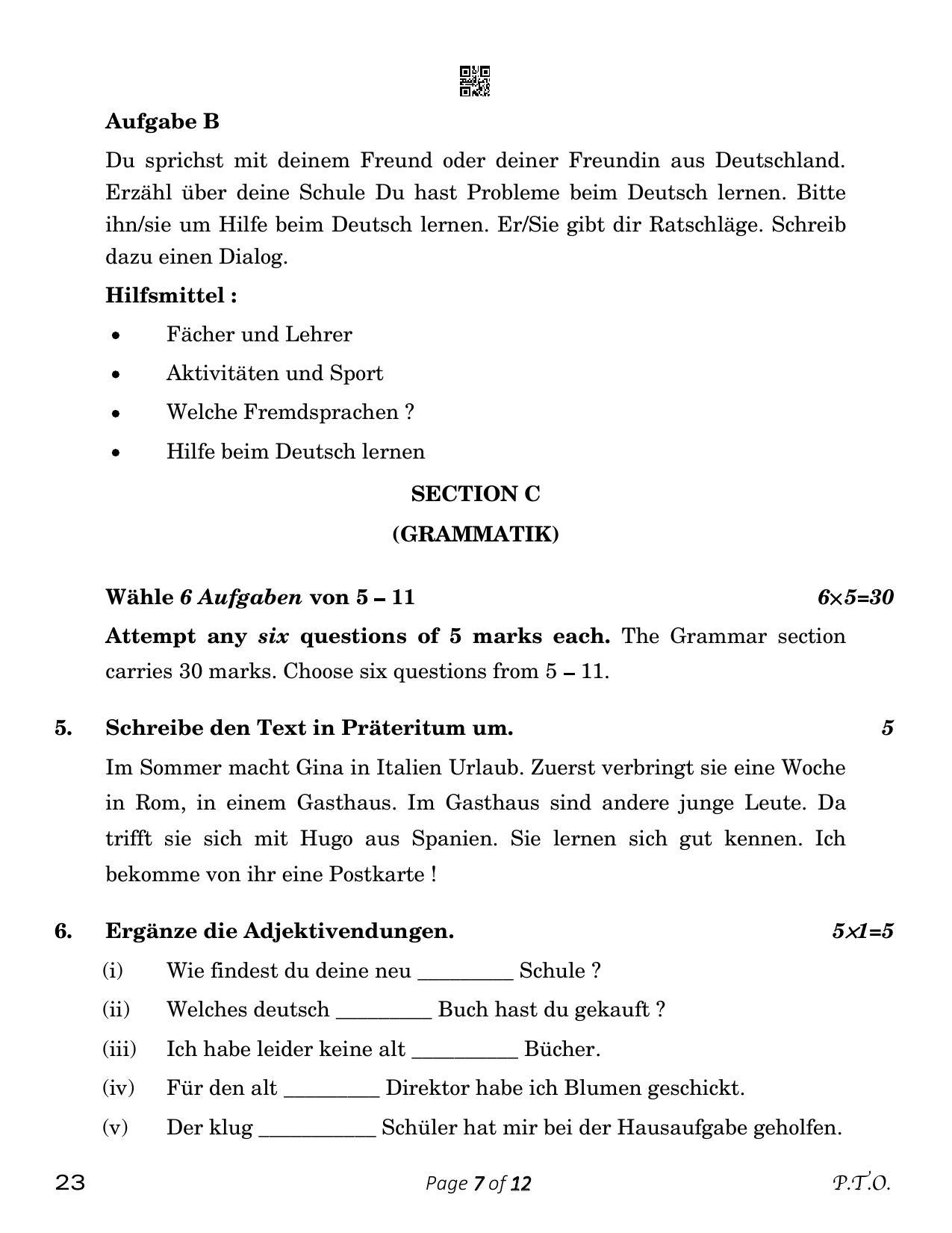CBSE Class 10 23_German 2023 Question Paper - Page 7