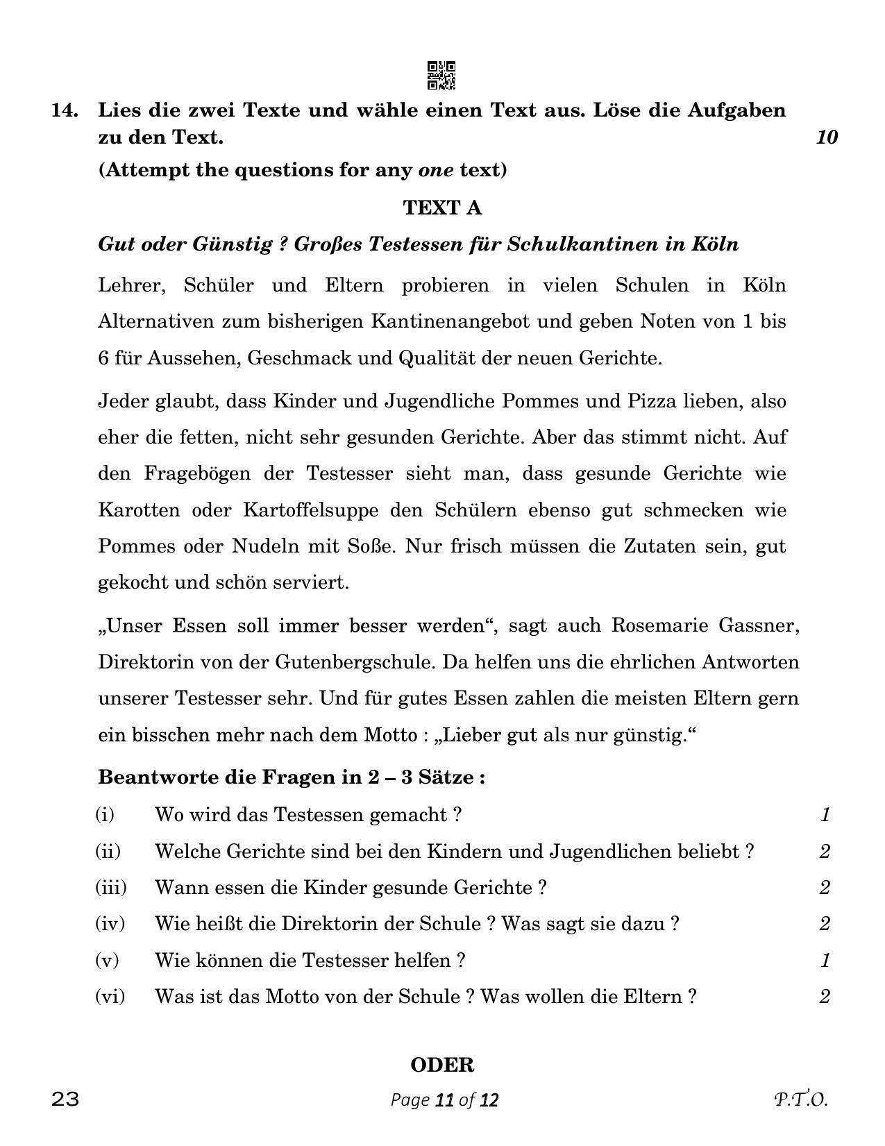 CBSE Class 10 23_German 2023 Question Paper - Page 11