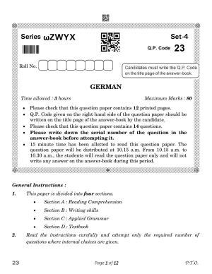 CBSE Class 10 23_German 2023 Question Paper