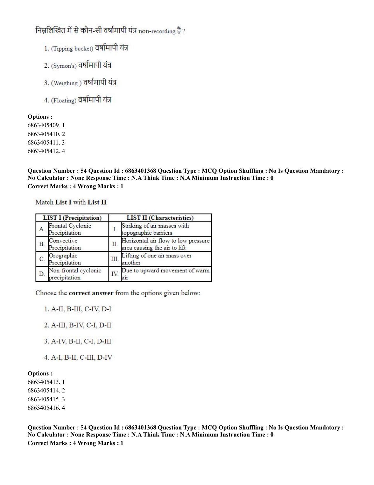 CUET PG 2023: MTQP11 – Water Engineering and Management (Hindi)-Shift 2 (05-06-2023) Question Paper - Page 56