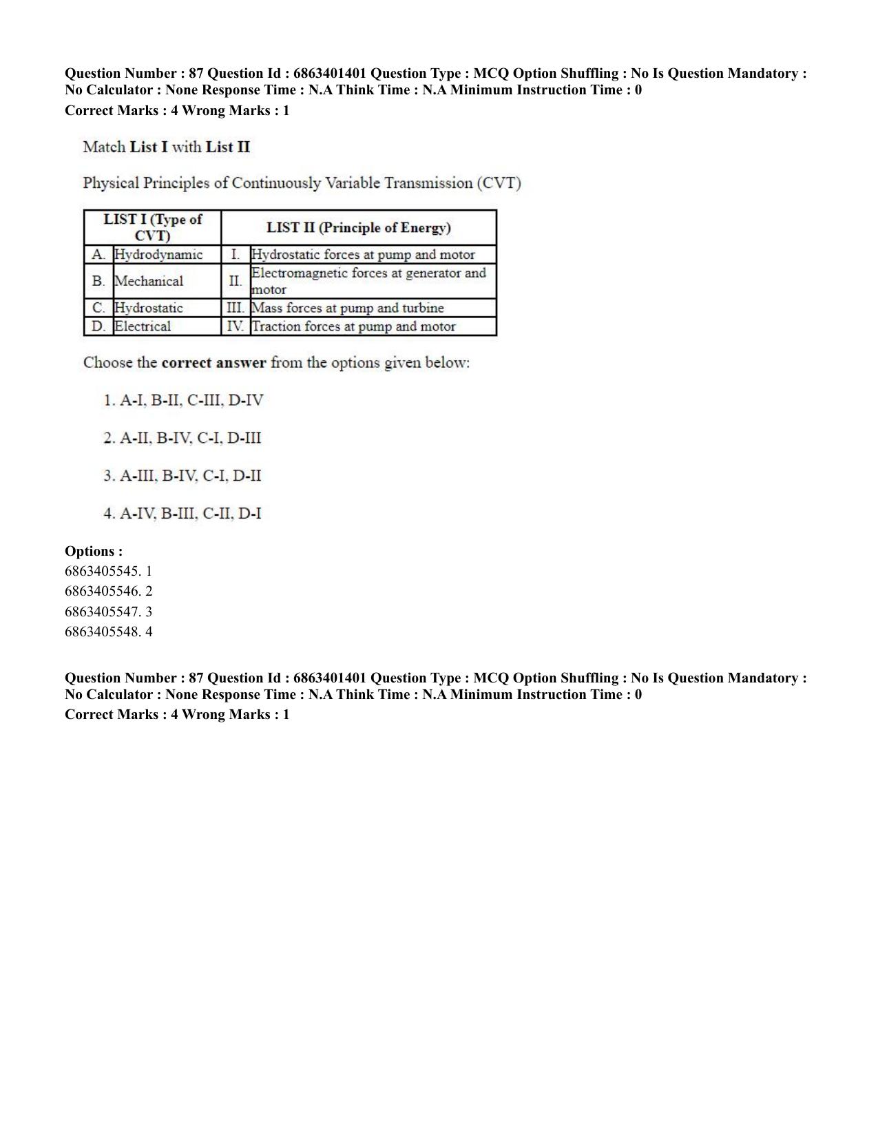 CUET PG 2023: MTQP11 – Water Engineering and Management (Hindi)-Shift 2 (05-06-2023) Question Paper - Page 87