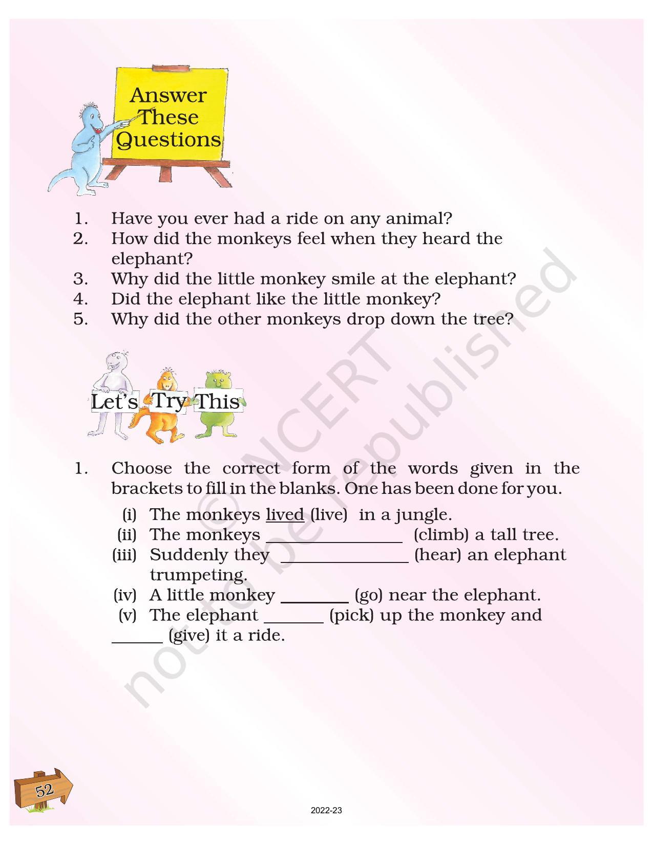 NCERT Book for Class 2 English (Raindrops):Chapter 12-The Monkey and The Elephant - Page 3