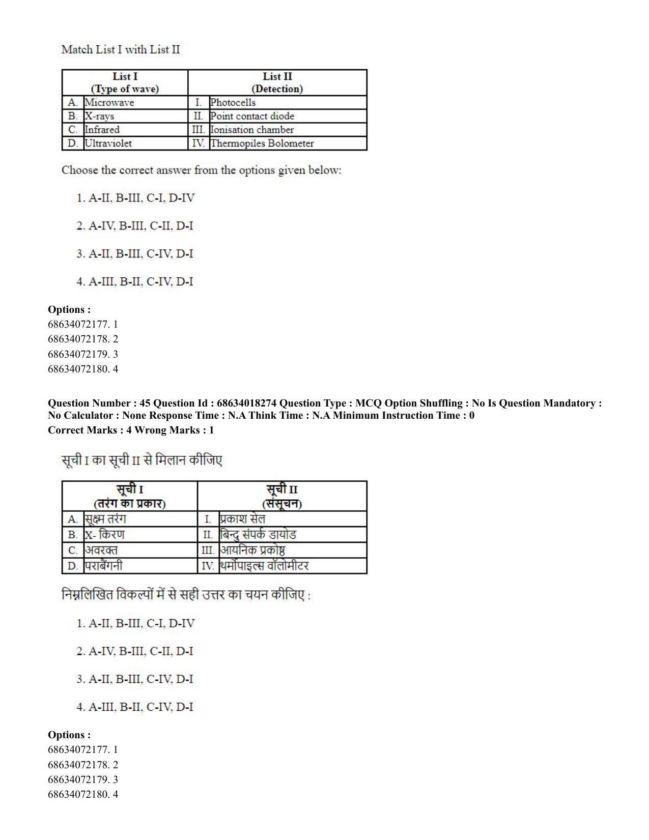 CUET PG 2023: SCQP15 – Geophysics(HINDI) - Shift 3 (13-06-2023) Question Paper - Page 49