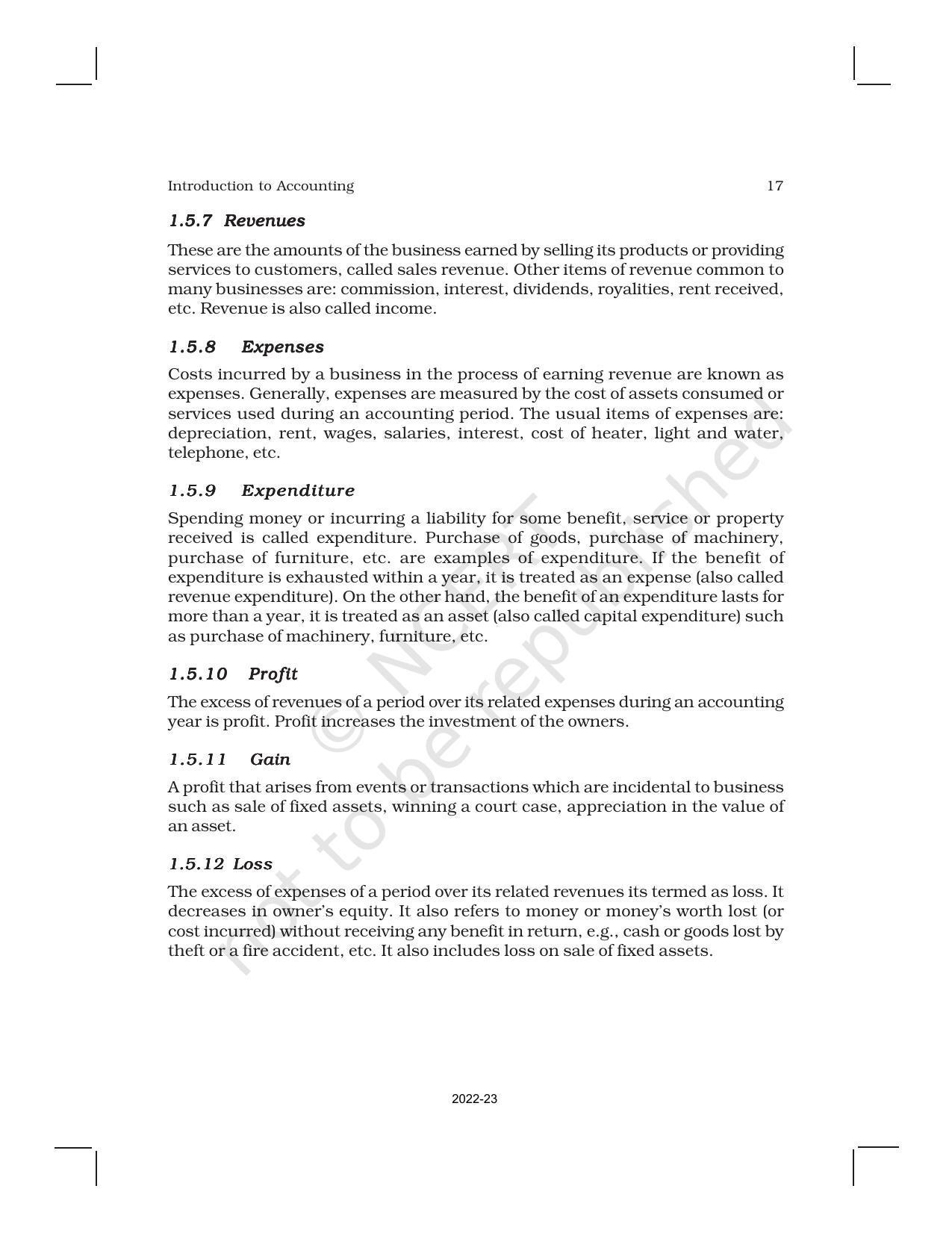 NCERT Book for Class 11 Accountancy (Part-I) Chapter 1 Introduction to Accounting - Page 17