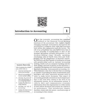 NCERT Book for Class 11 Accountancy (Part-I) Chapter 1 Introduction to Accounting