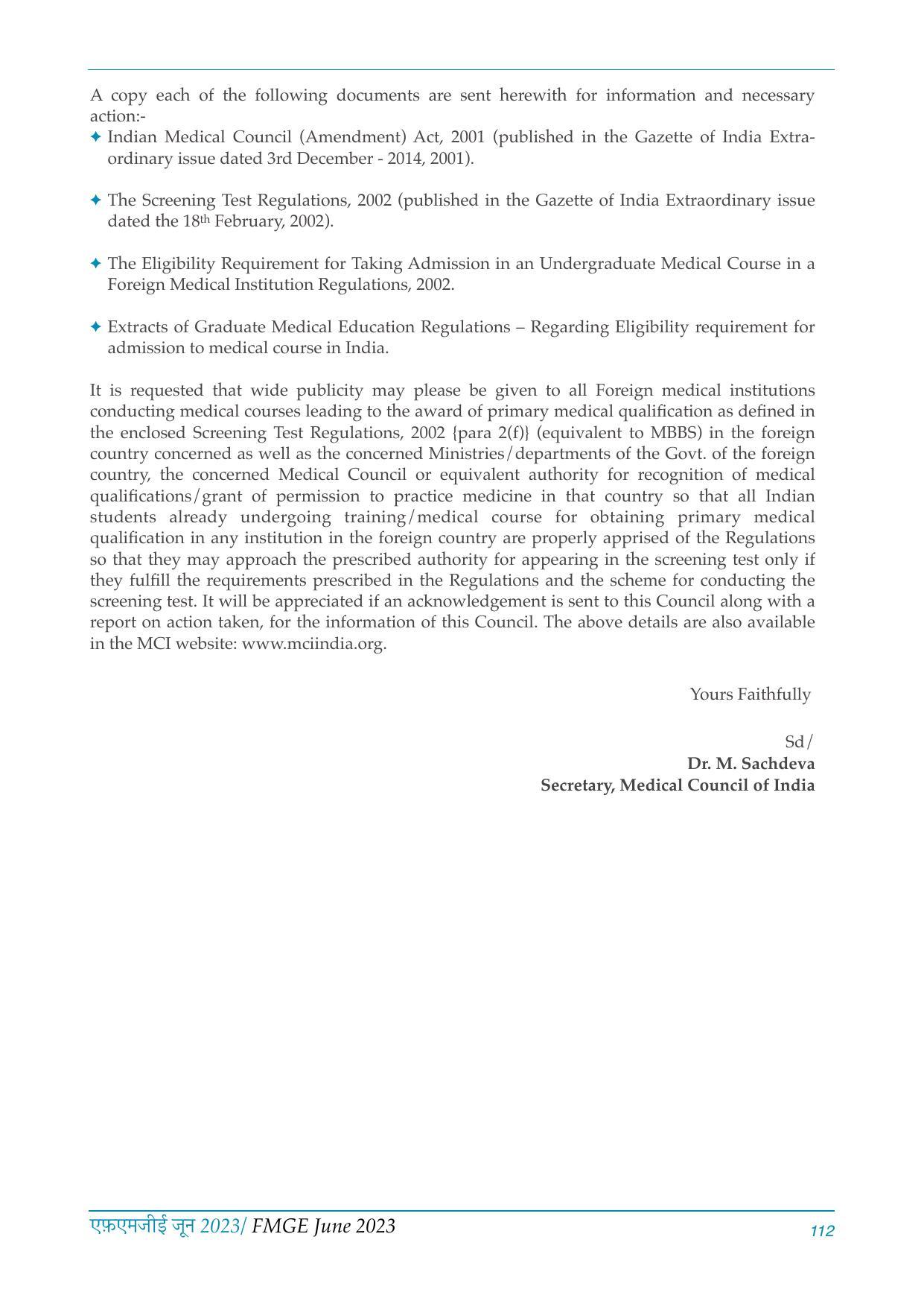 FMGE Information Brochure 2023  - Page 112