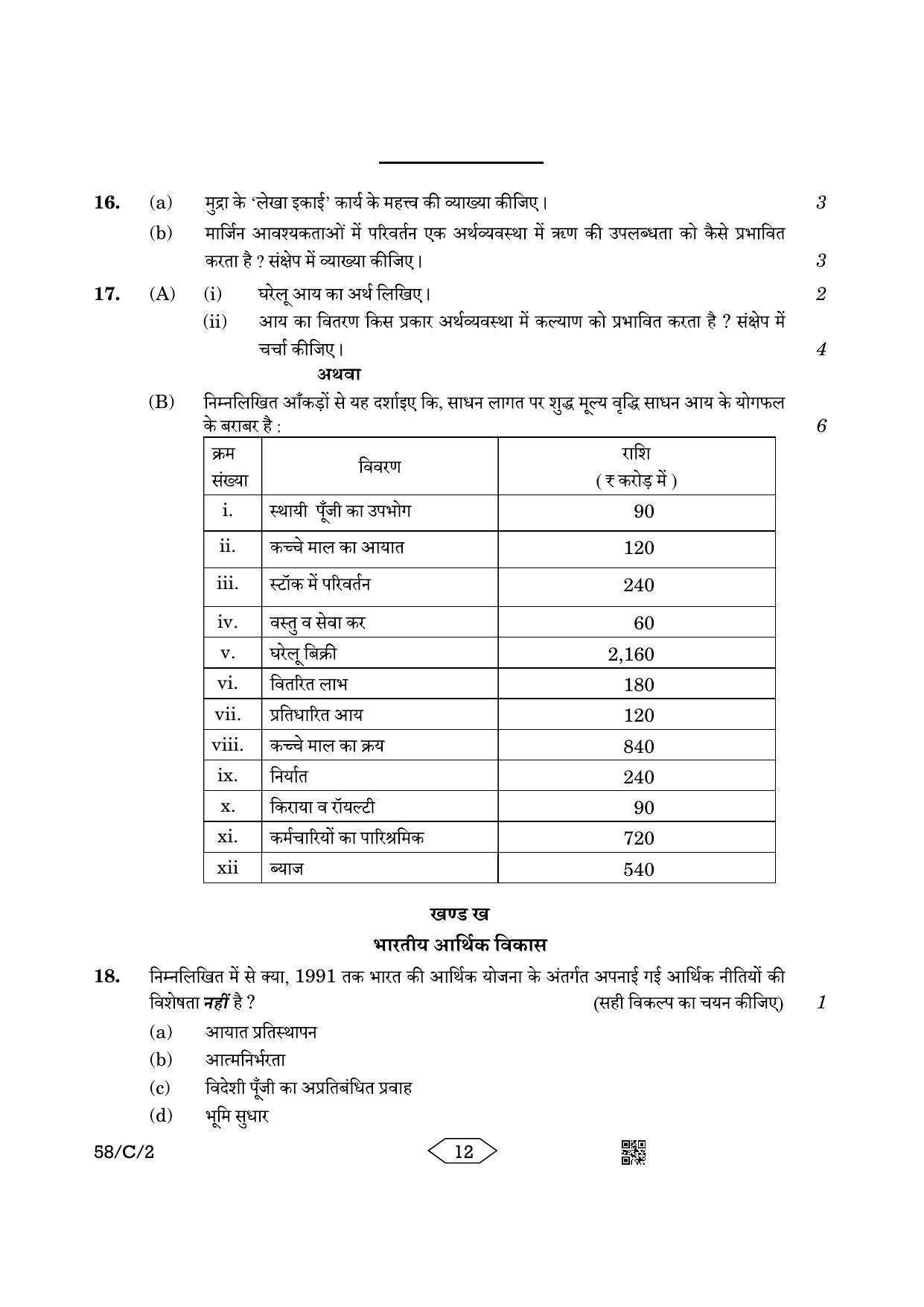 CBSE Class 12 58-2 Chemistry 2023 (Compartment) Question Paper - Page 12