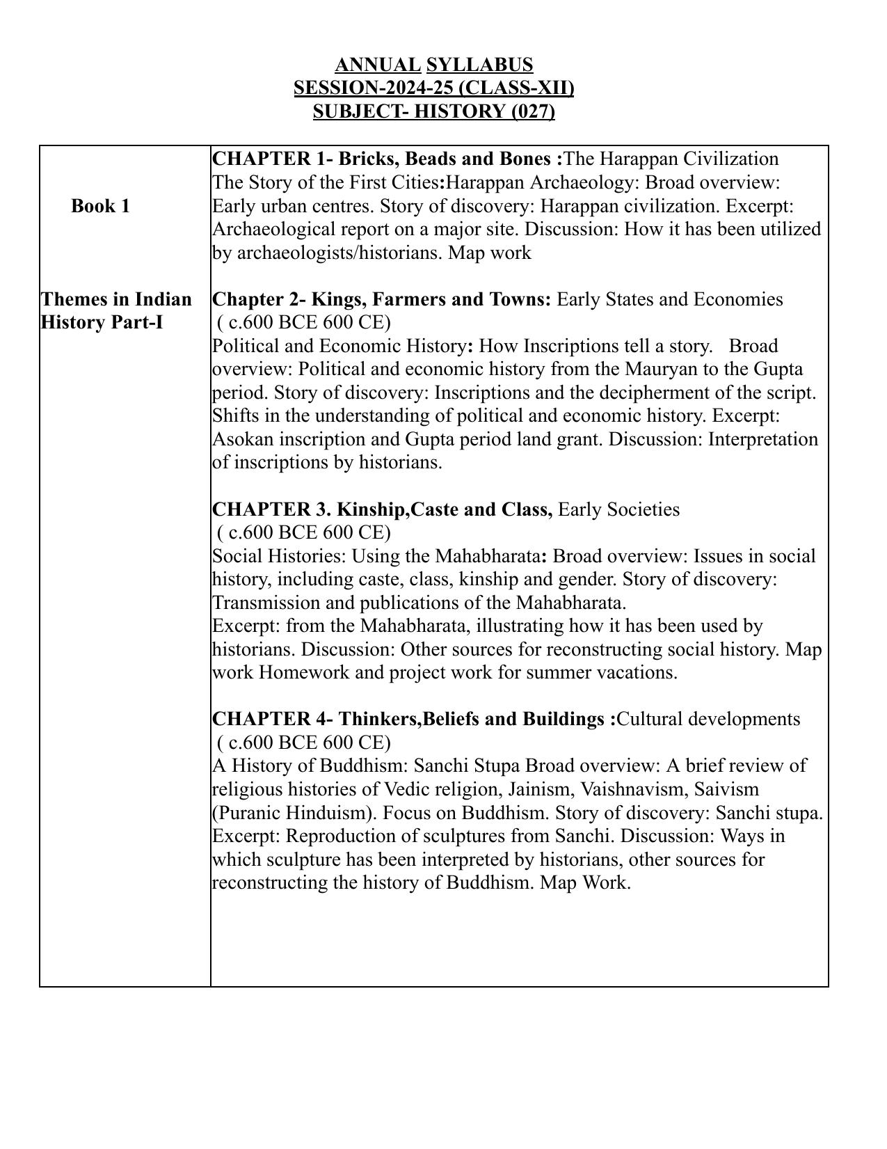 Edudel Class 12 History (English Medium) Syllabus 2025 - Page 1