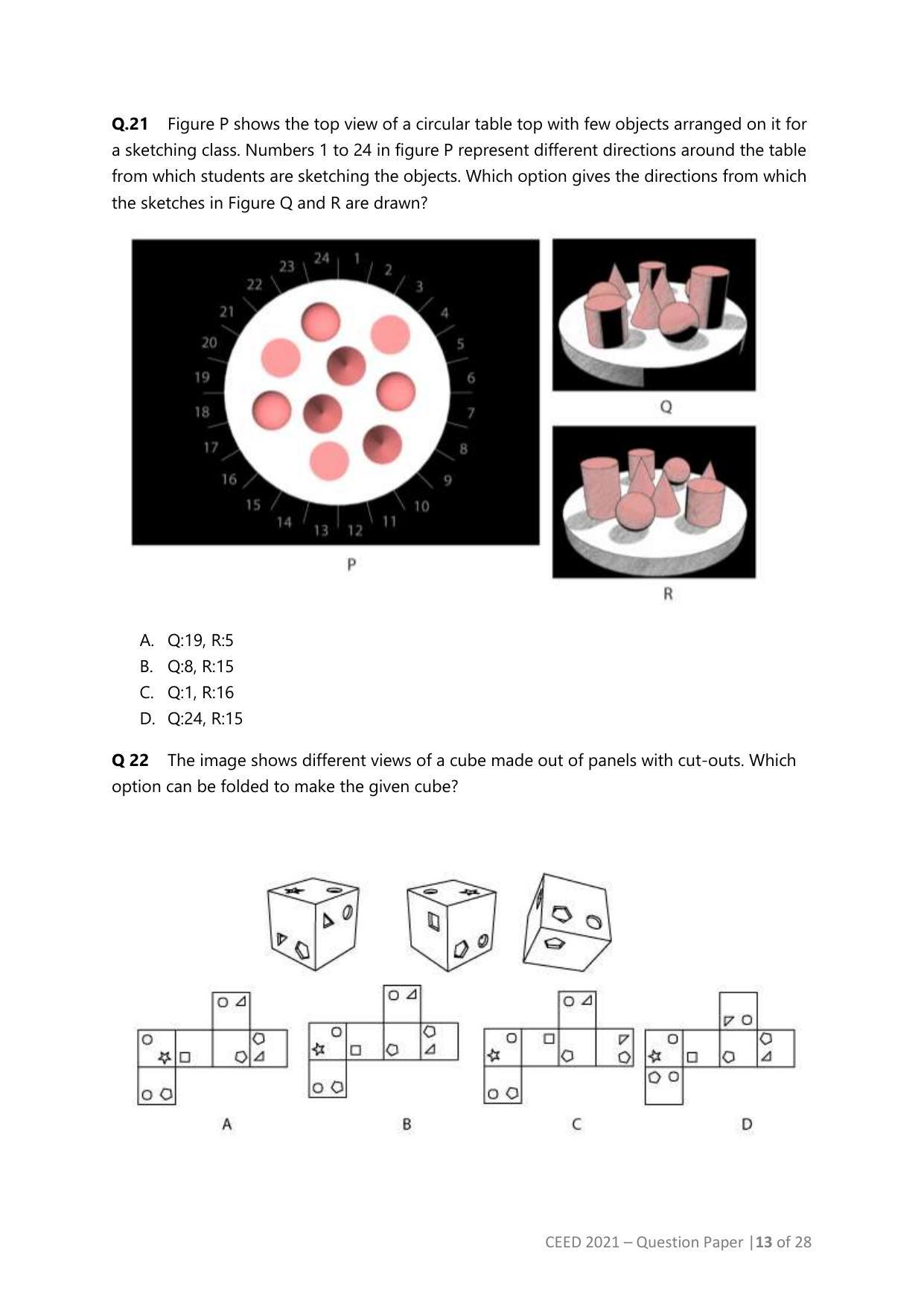 CEED 2021 Question Paper - Page 13