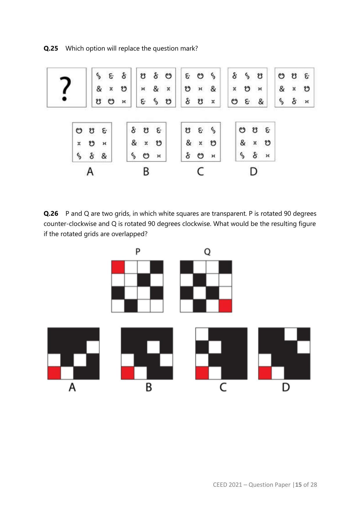 CEED 2021 Question Paper - Page 15
