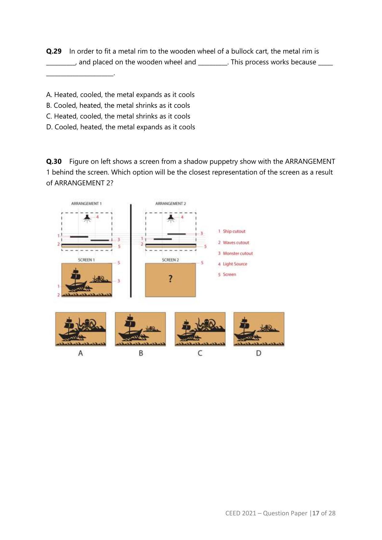 CEED 2021 Question Paper - Page 17