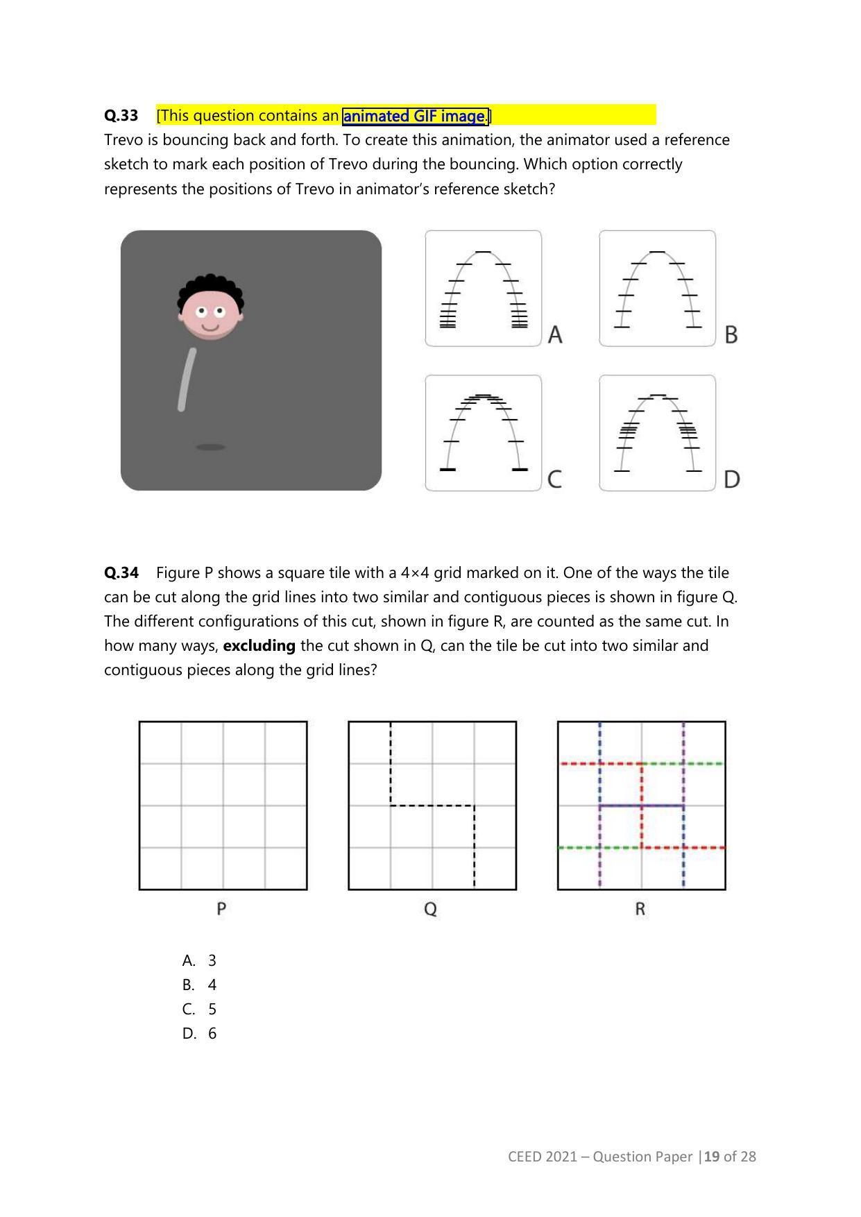 CEED 2021 Question Paper - Page 19