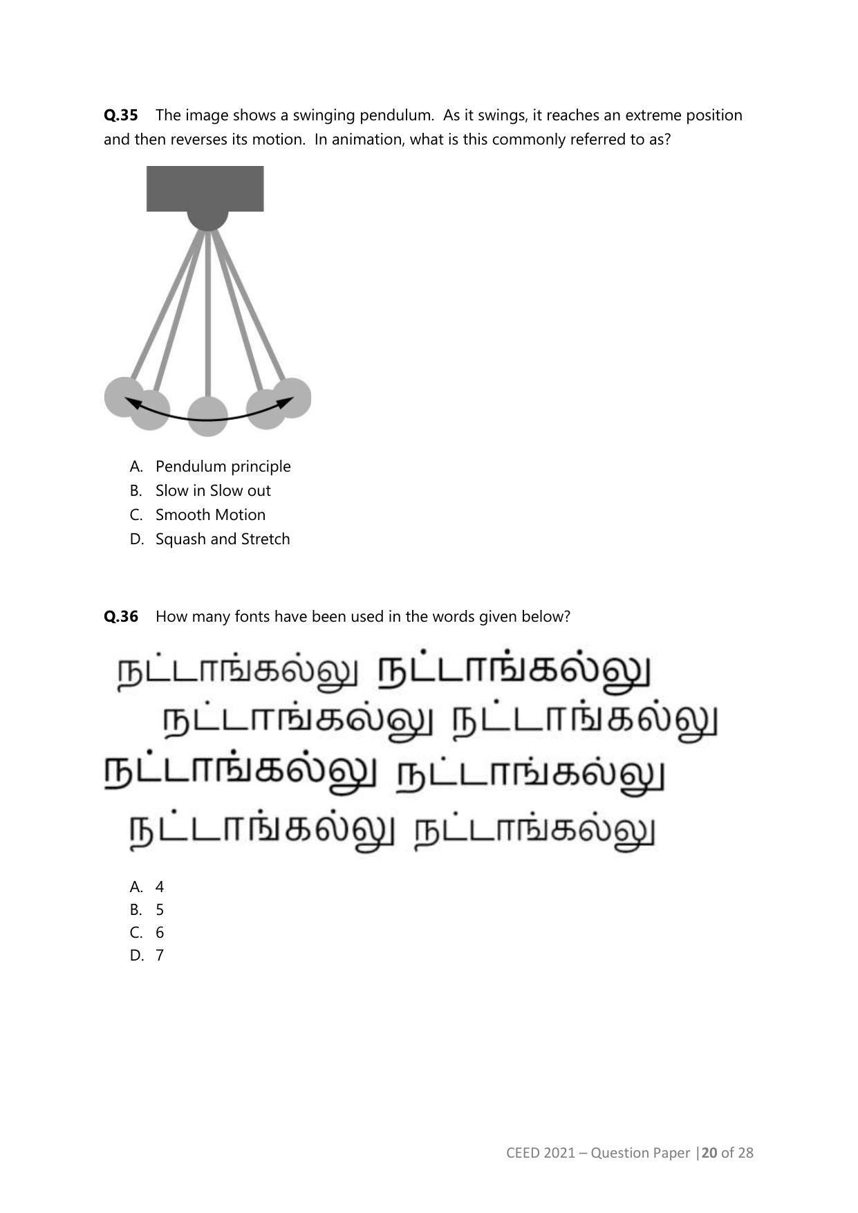 CEED 2021 Question Paper - Page 20