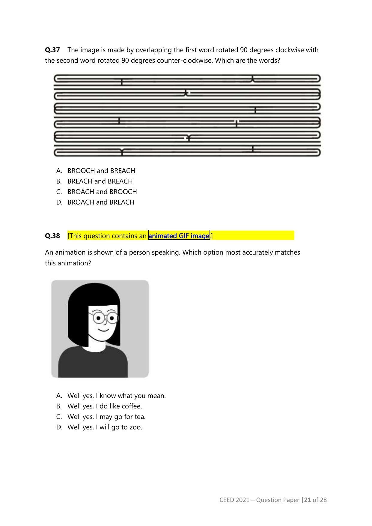 CEED 2021 Question Paper - Page 21