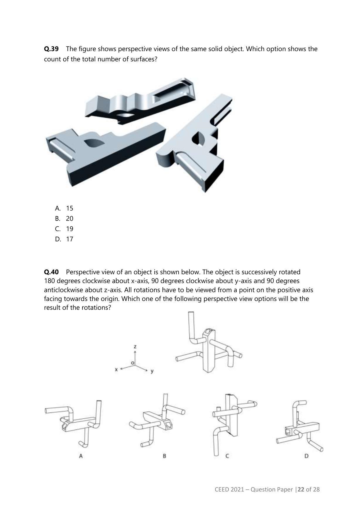 CEED 2021 Question Paper - Page 22