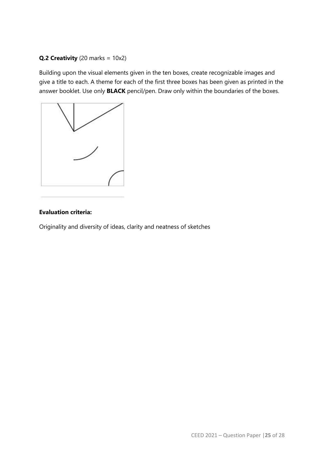 CEED 2021 Question Paper - Page 25