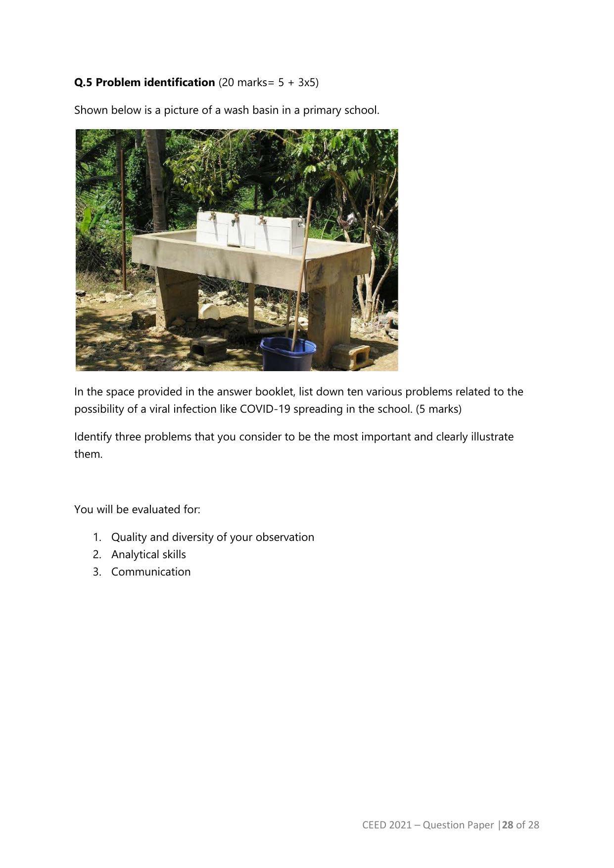 CEED 2021 Question Paper - Page 28