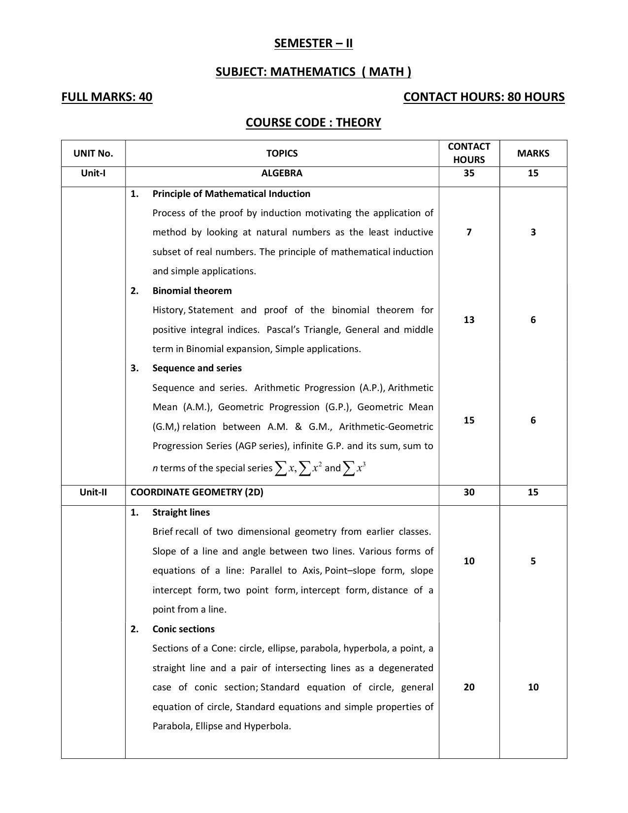 WBCHSE Class 11 & 12 Syllabus for Mathematics (MATH) (SET I) - Page 4