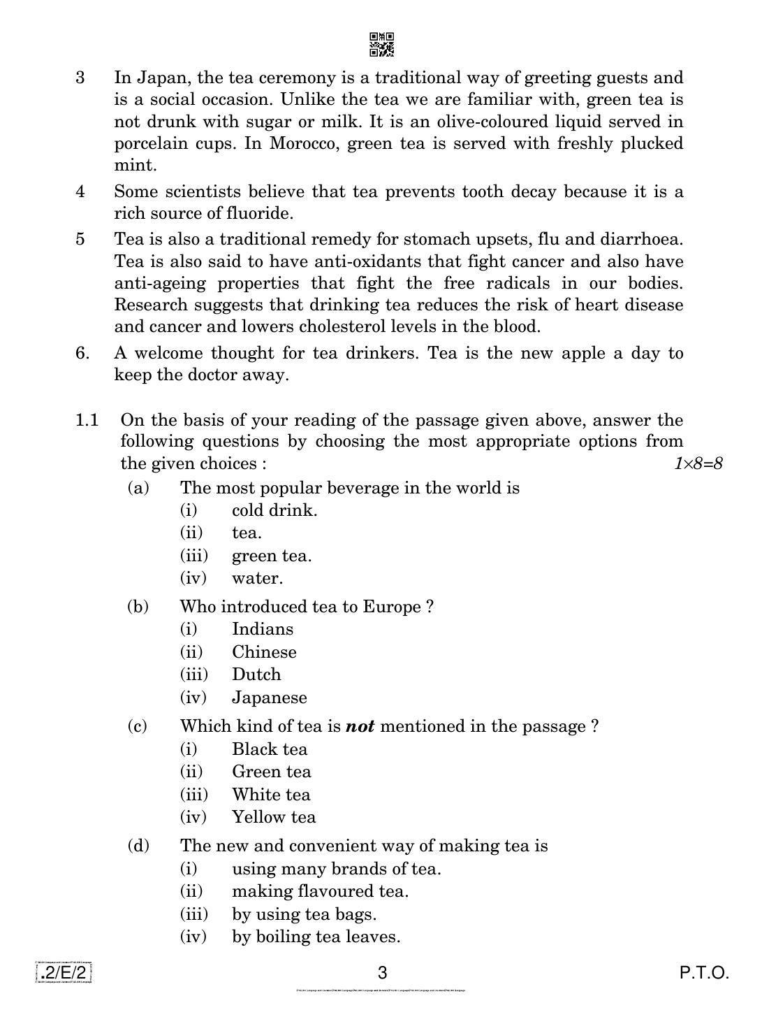 CBSE Class 10 2-C-2 Eng Lang. And Literature 2020 Compartment Question Paper - Page 3