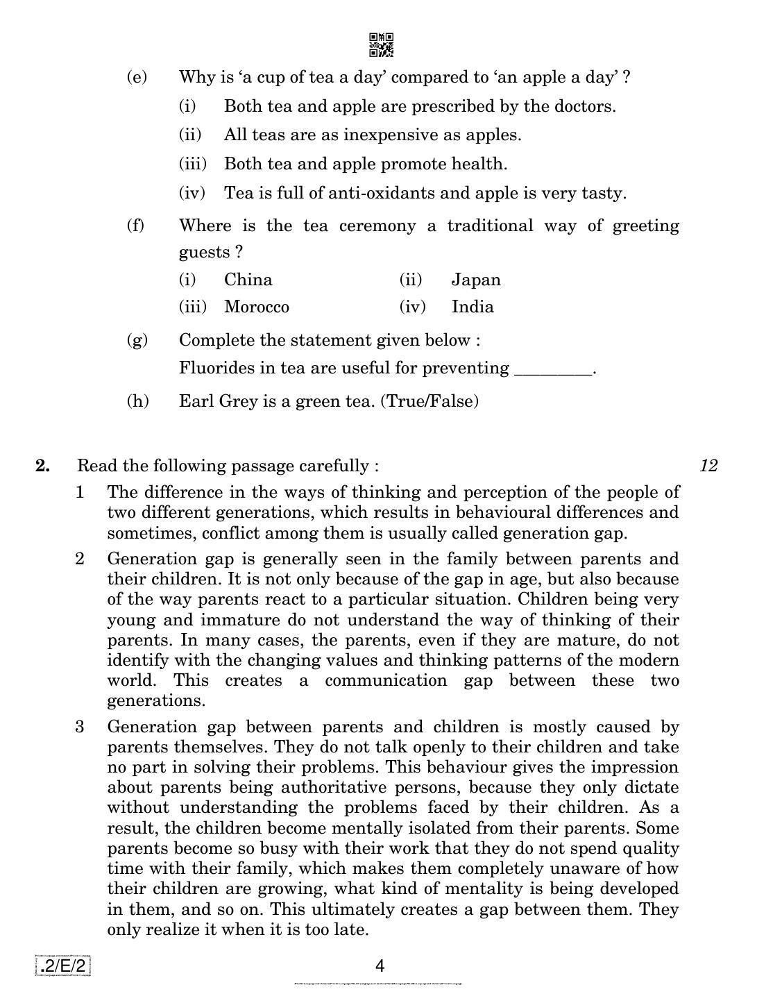 CBSE Class 10 2-C-2 Eng Lang. And Literature 2020 Compartment Question Paper - Page 4
