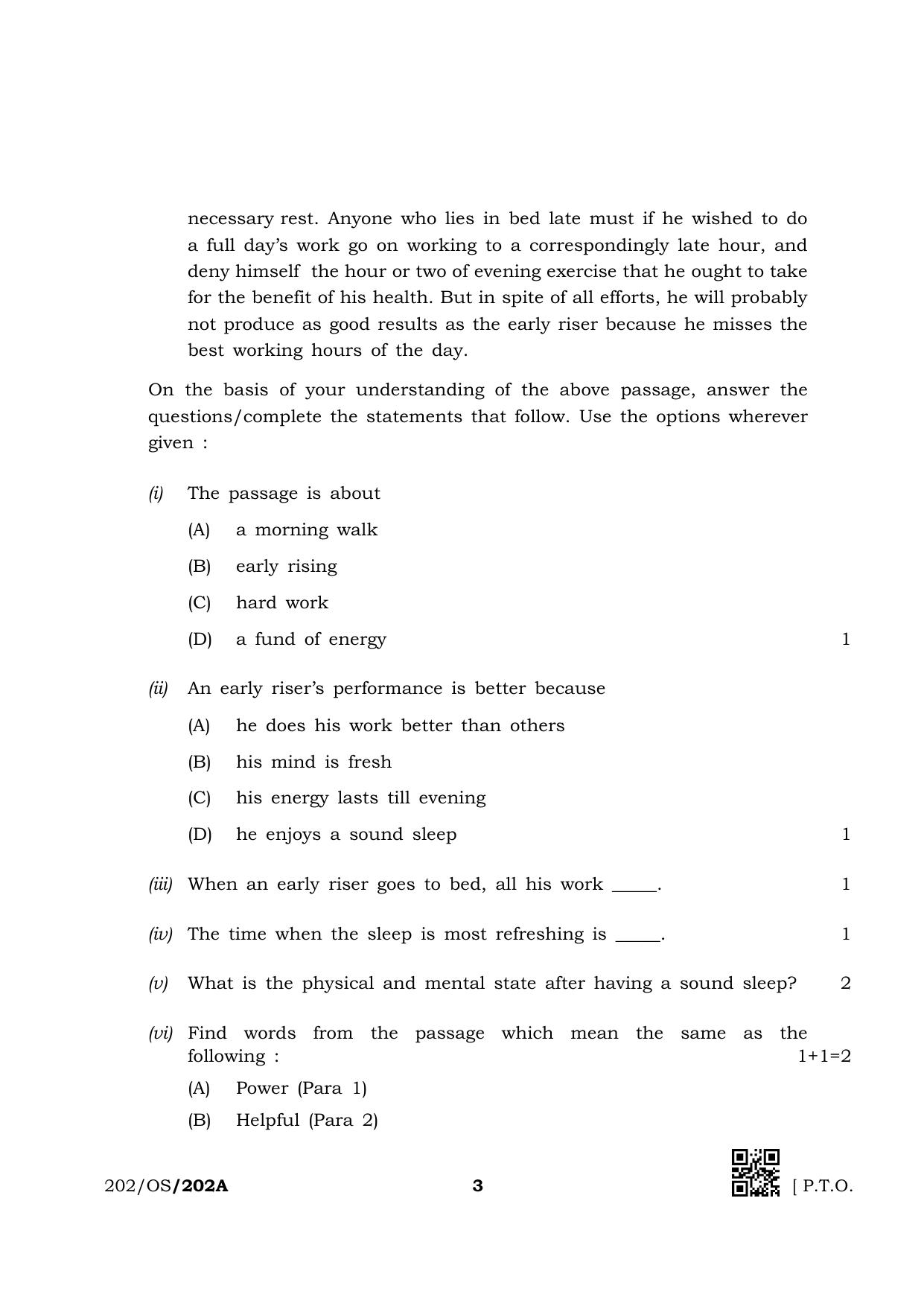 NIOS October 2019 Class 10 English (SET A) Question Paper - Page 3