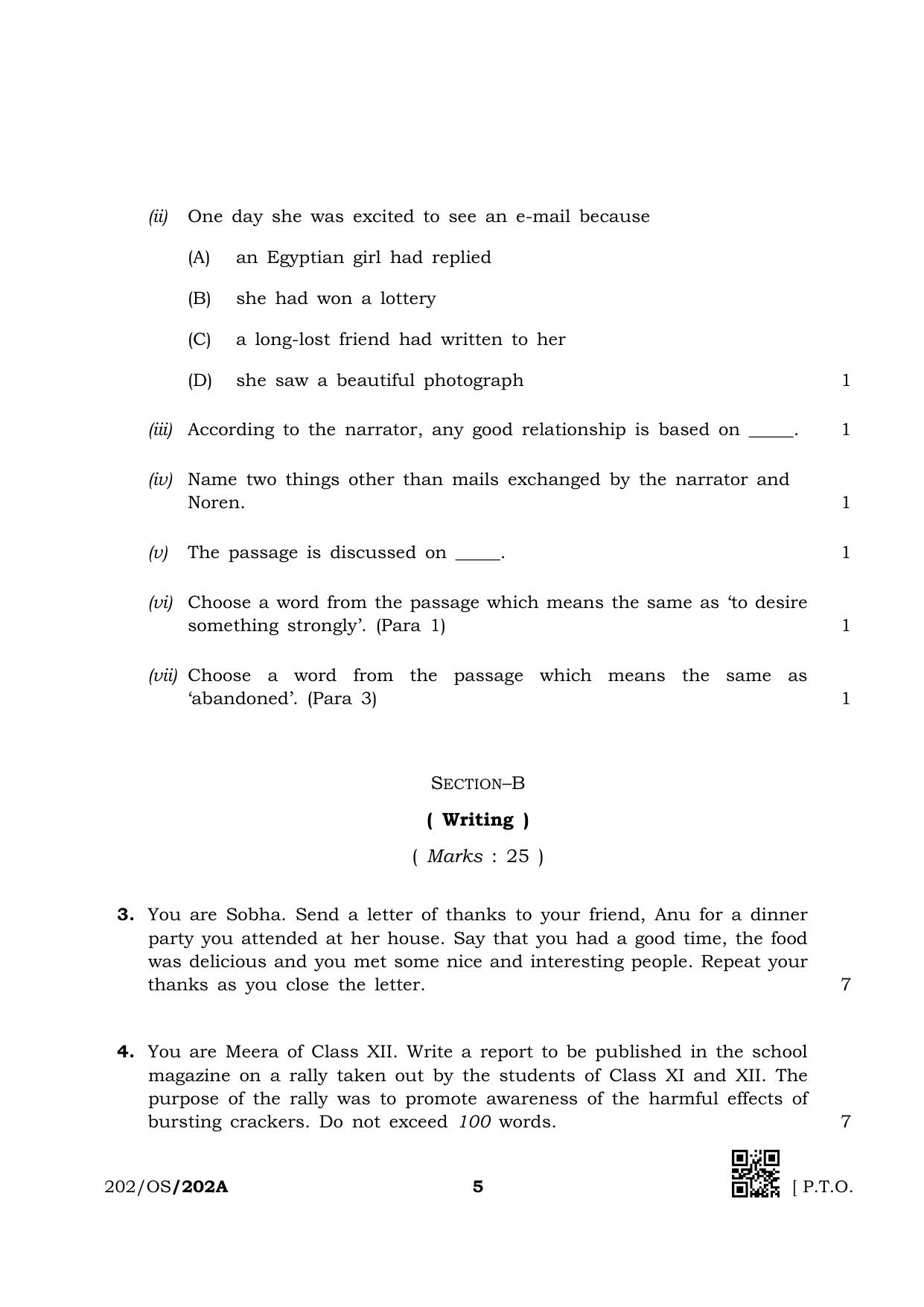 NIOS October 2019 Class 10 English (SET A) Question Paper - Page 5