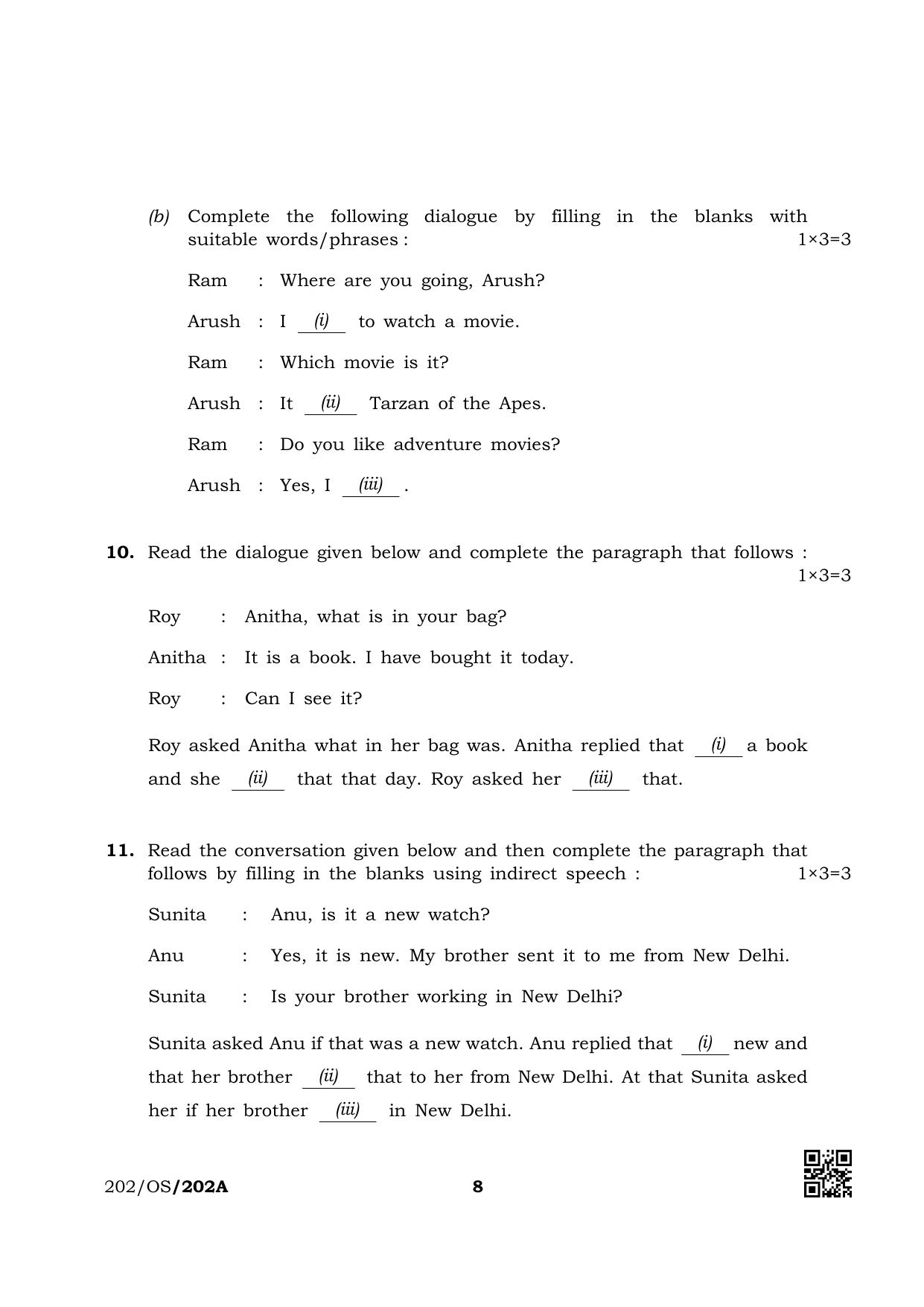 NIOS October 2019 Class 10 English (SET A) Question Paper - Page 8