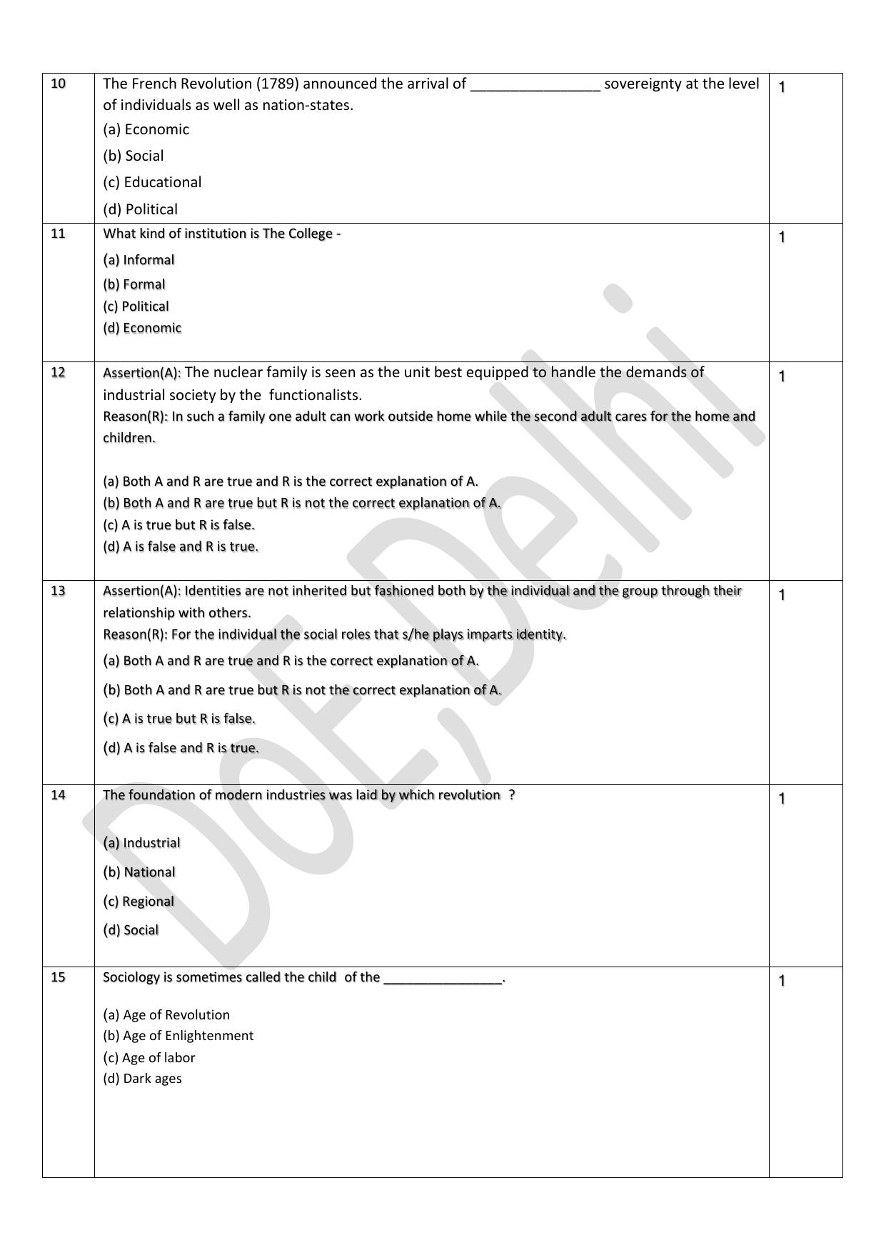 Edudel Class 11 Sociology (English) Practice Papers-2 (2023-24) - Page 3