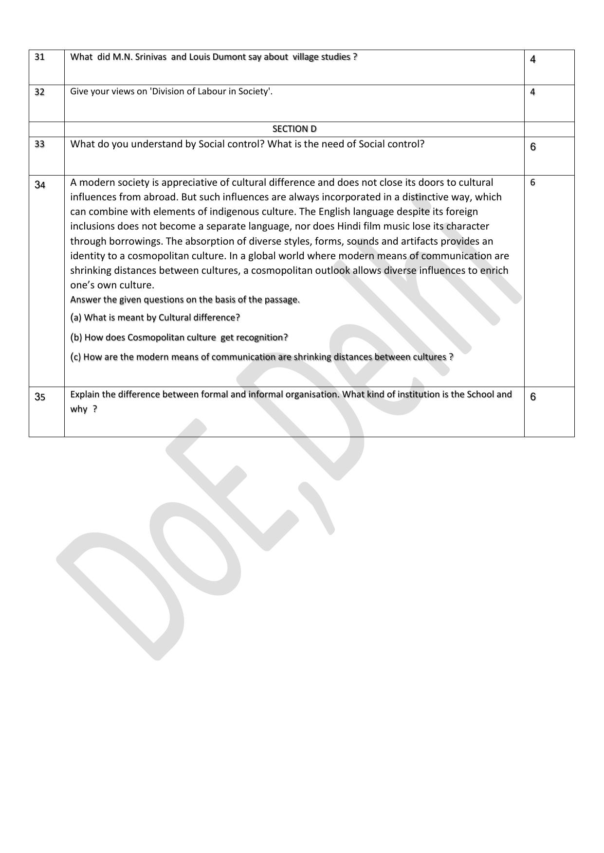 Edudel Class 11 Sociology (English) Practice Papers-2 (2023-24) - Page 6