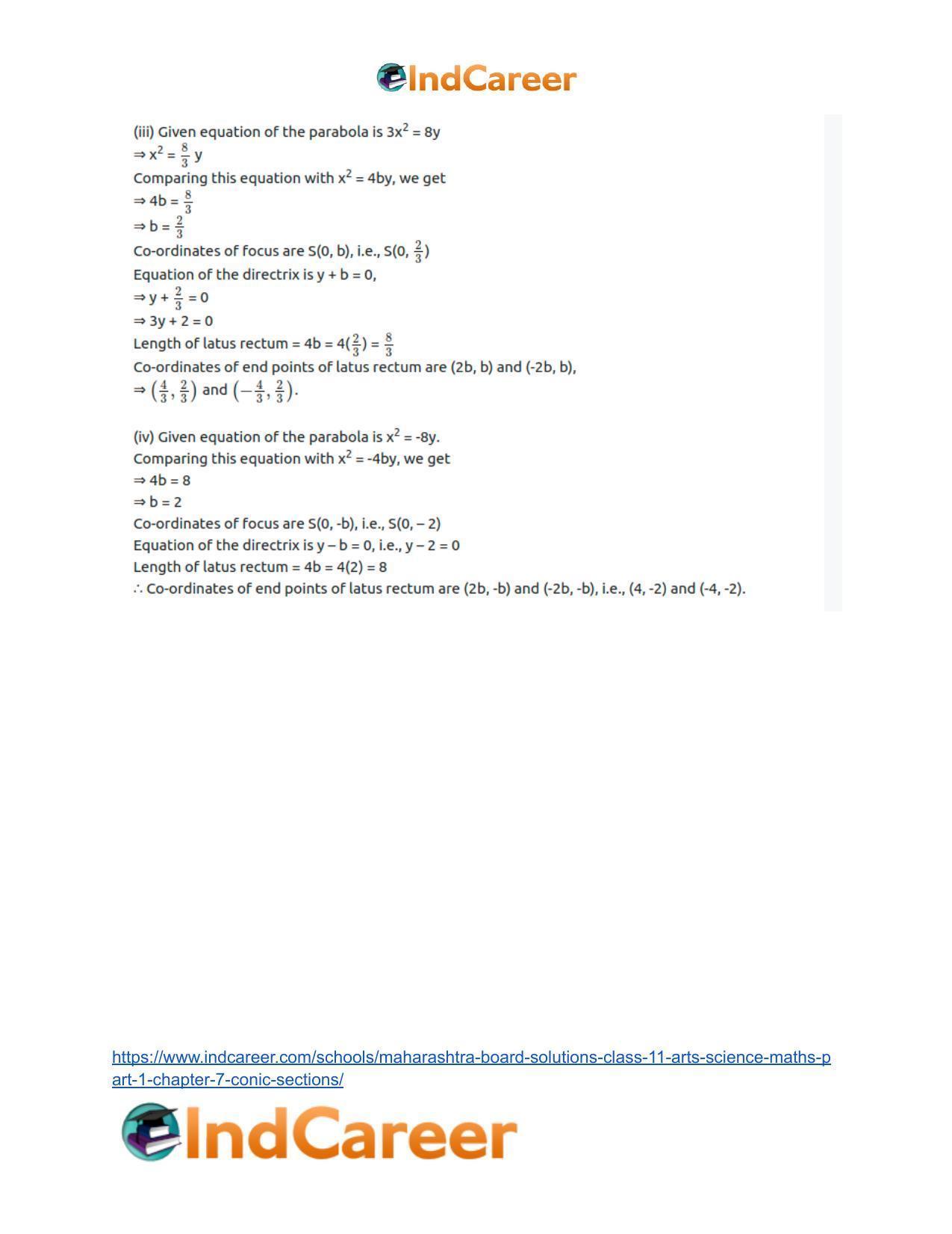 Maharashtra Board Solutions Class 11-Arts & Science Maths (Part 1): Chapter 7- Conic Sections - Page 5